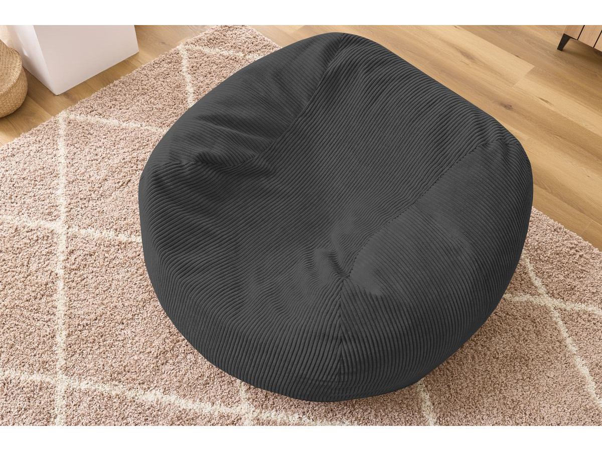 Bobochic Voltaire Pouf 120 × 70 cm Cordsamt Dunkelgrau