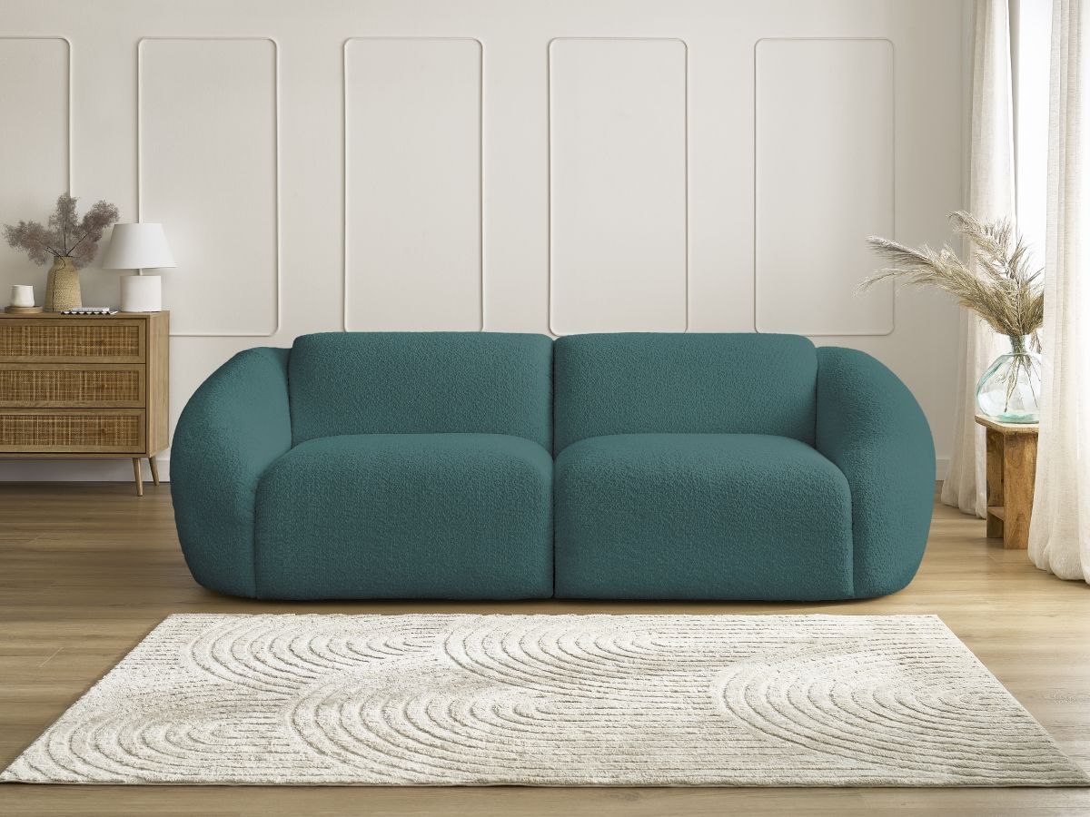 Bobochic Tina Sofa 3-Sitzer Bouclé-Stoff Hellblau