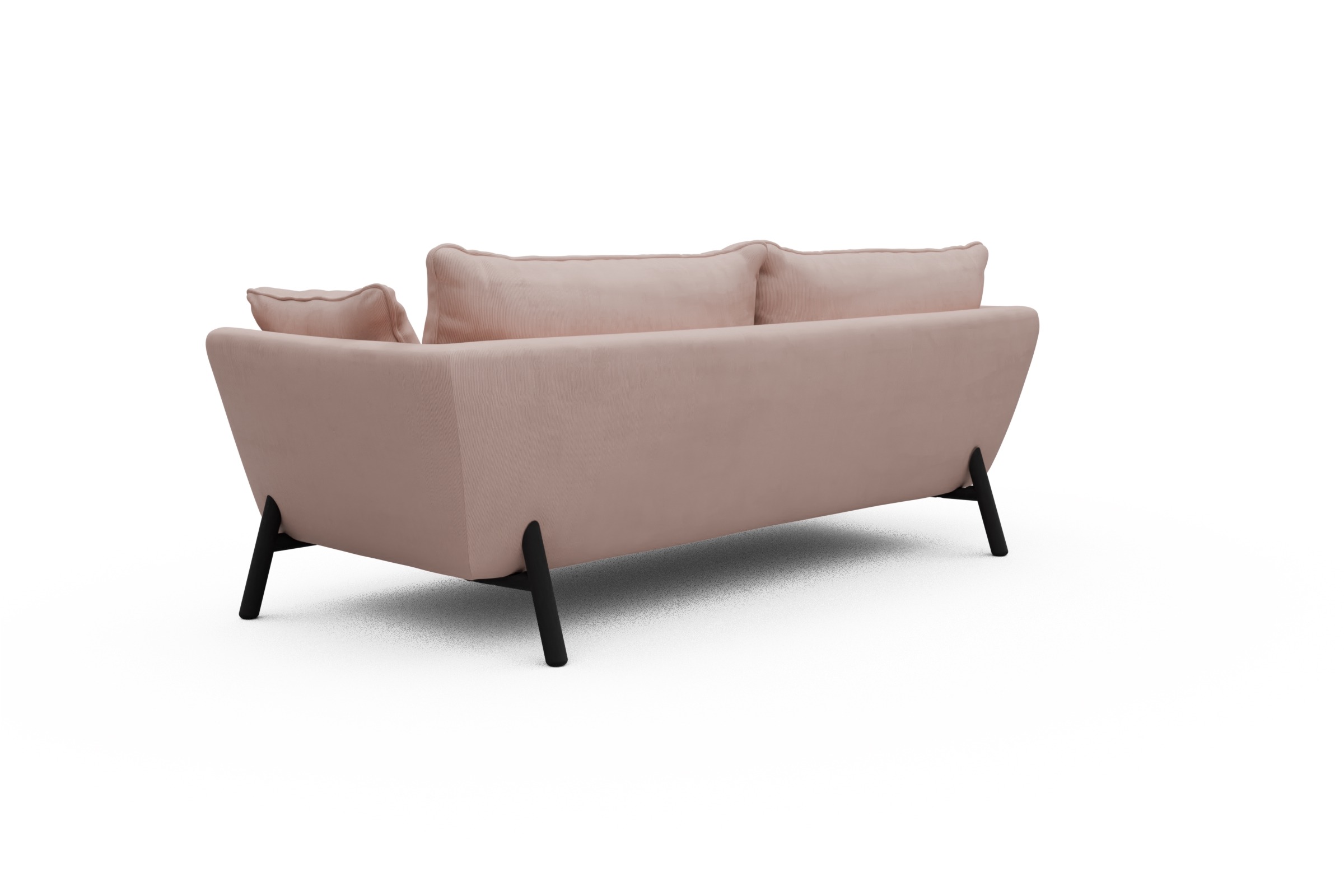 Sofa Emil PREMIUM 3-Sitzer Beinfarbe Eiche Schwarz Cordufine-Blush