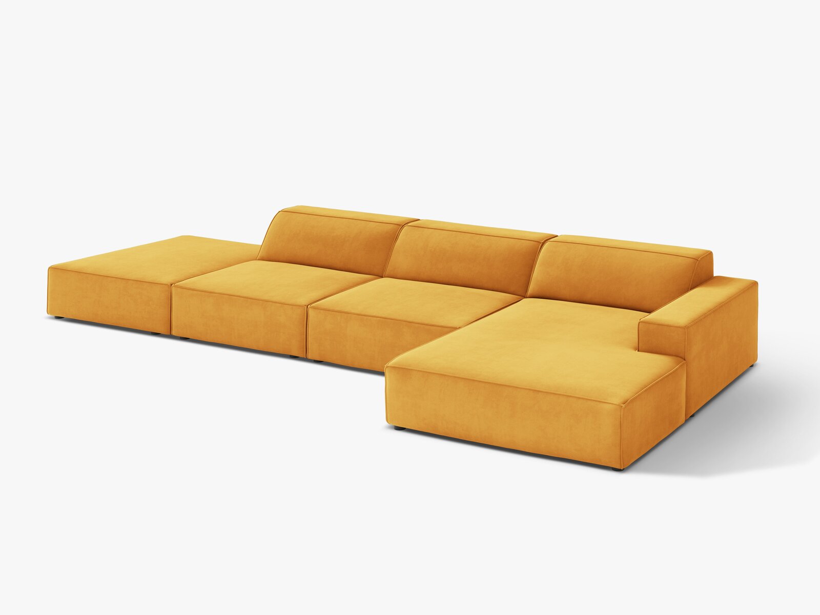 Micadoni Ecksofa Jodie 5-Sitzer Samt Venus Gelb Rechts