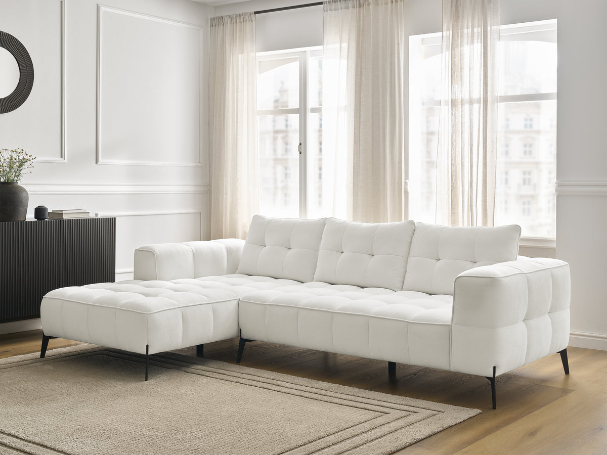 Bobochic Anis Ecksofa Strukturstoff Weiß Ecke links