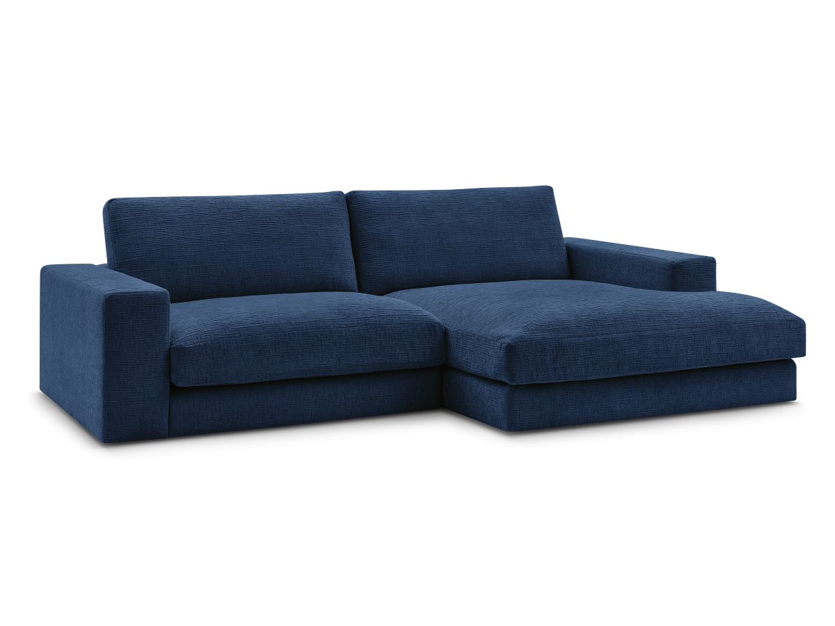 Bobochic Leonard Ecksofa 274 × 159 cm Strukturstoff Dunkelblau Ecke rechts