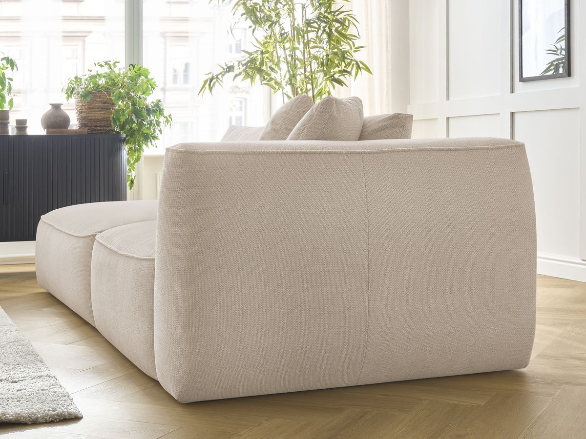 Bobochic Leopold Sofa 4-Sitzer mit Pouf Melange-Stoff Beige Armlehne rechts