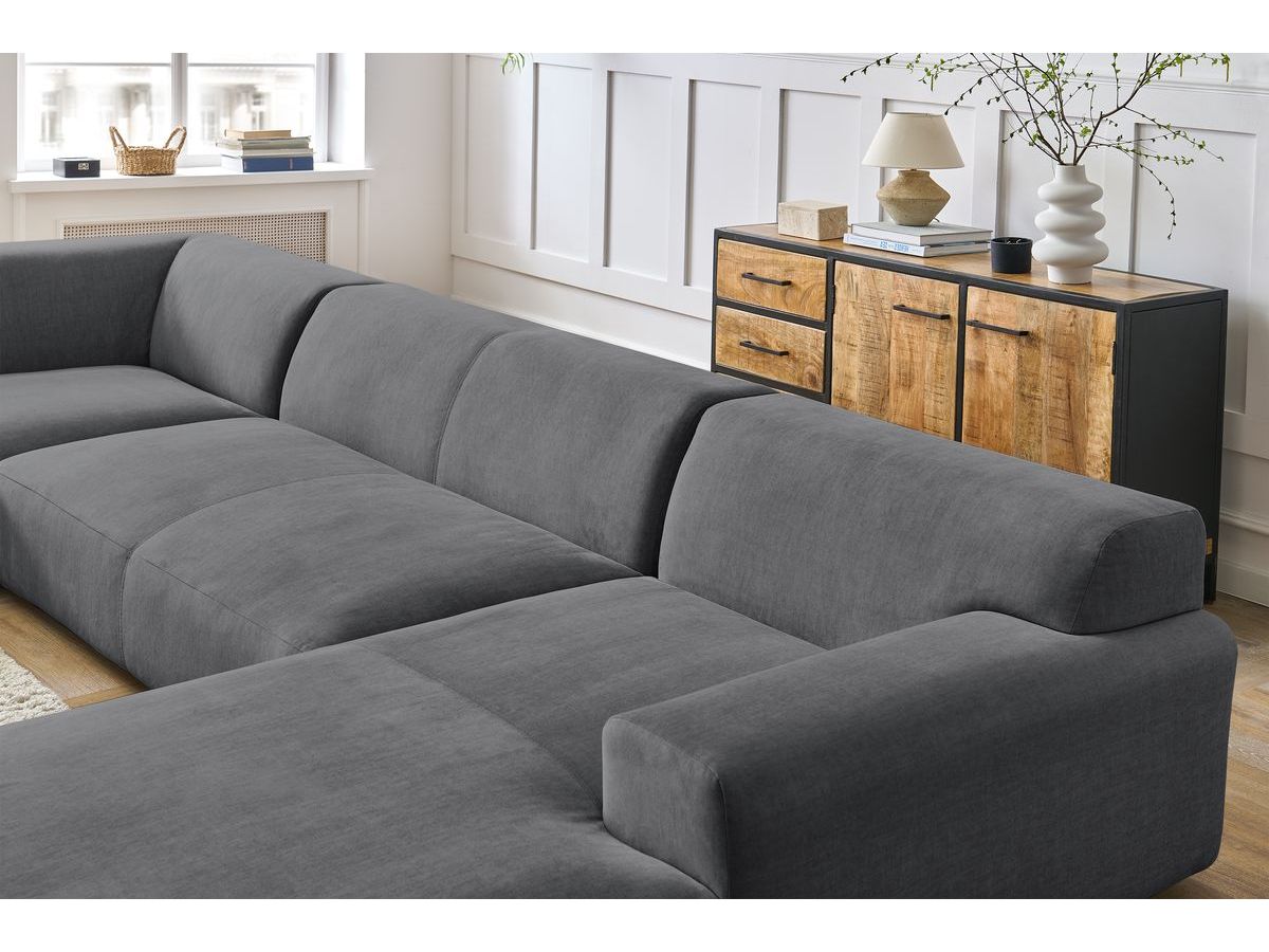 Bobochic Lavena Wohnlandschaft 399 × 220 cm Samt Dunkelgrau Ecke rechts