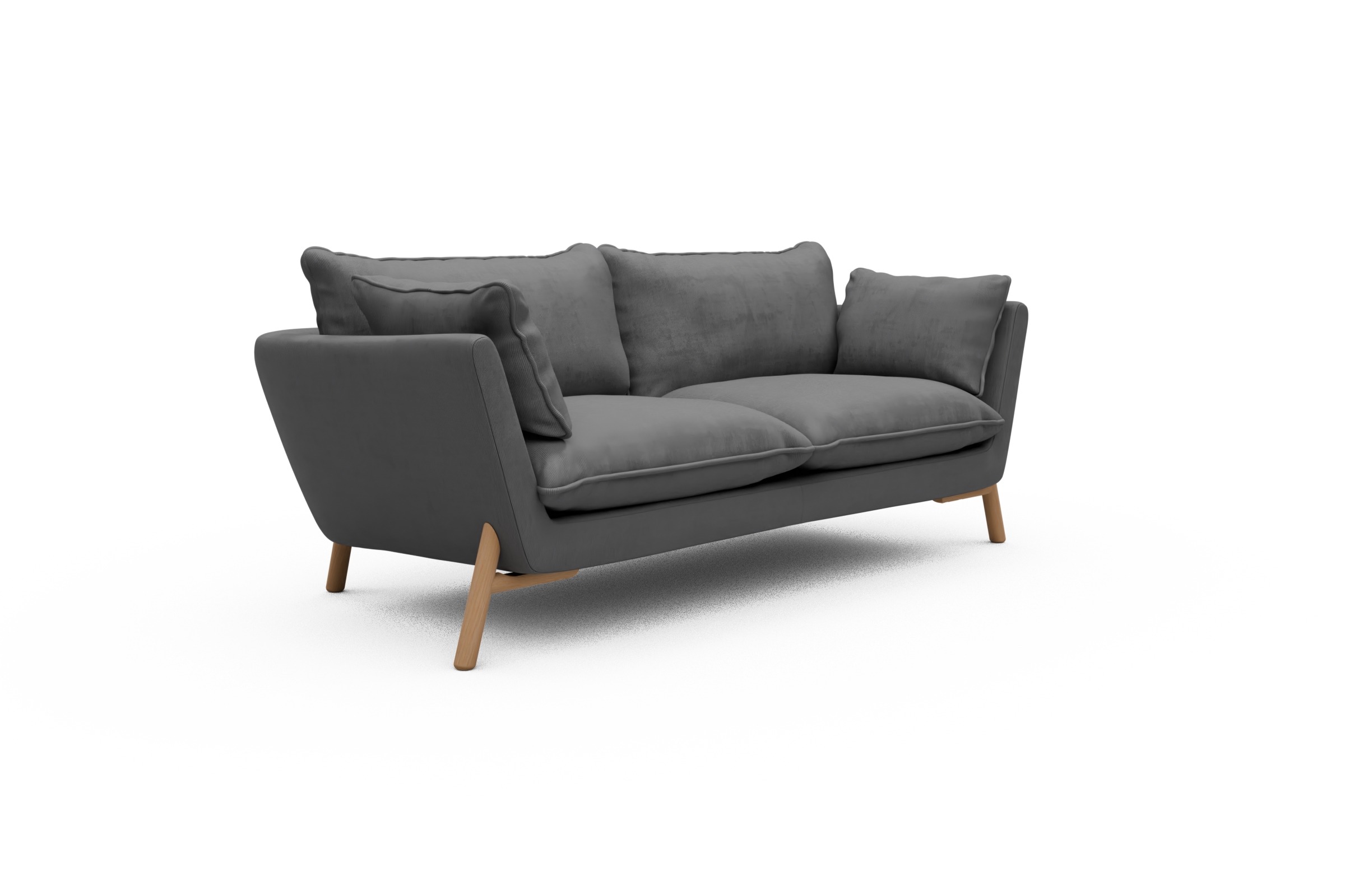 Sofa Emil PREMIUM 2-Sitzer Beinfarbe Eiche Natur Cordufine-Grey