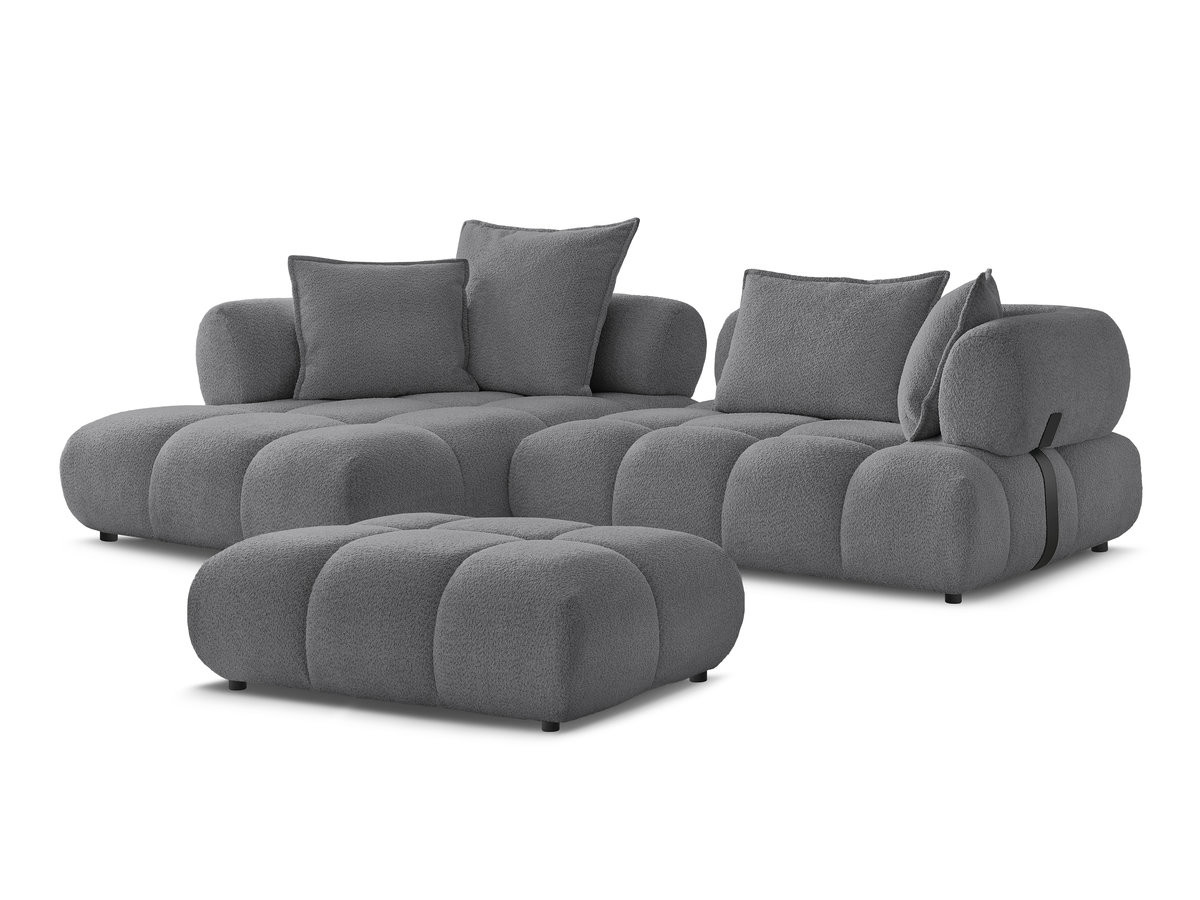 Bobochic Alya Ecksofa mit Pouf Bouclé-Stoff Dunkelgrau Ecke links