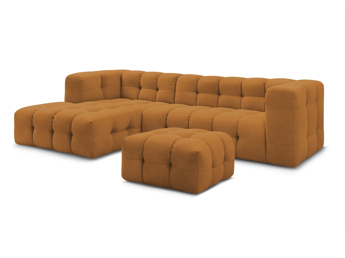 Bobochic Cloud Ecksofa mit Pouf 288 × 184 cm Stoff Gelb Ecke links