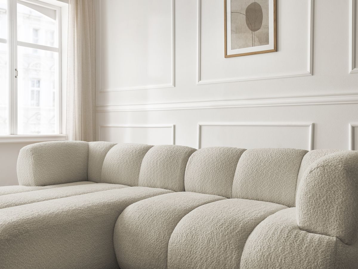 Bobochic Pamira Ecksofa Bouclé-Stoff Beige Ecke links