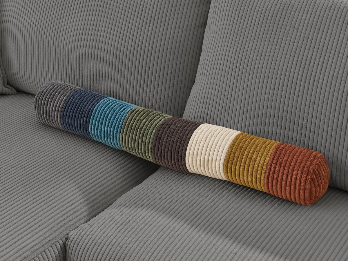 Bobochic Augustin Ecksofa mit Schlaffunktion und Bettkasten Cordsamt Dunkelgrau, Liegefläche 160 × 200 cm