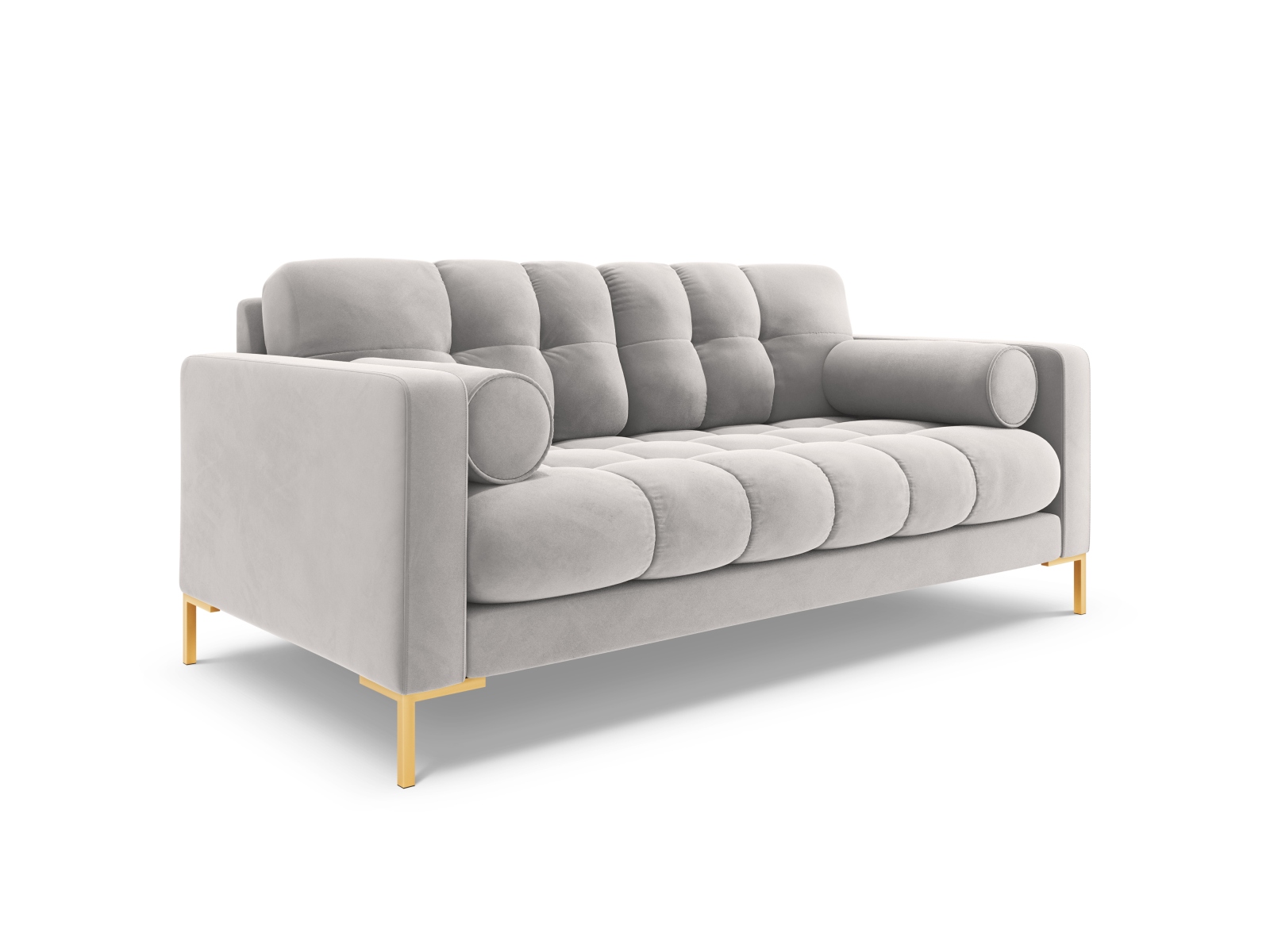 Cosmopolitan Design Sofa Bali 2-Sitzer Samt Bluvel Silber Beine Gold