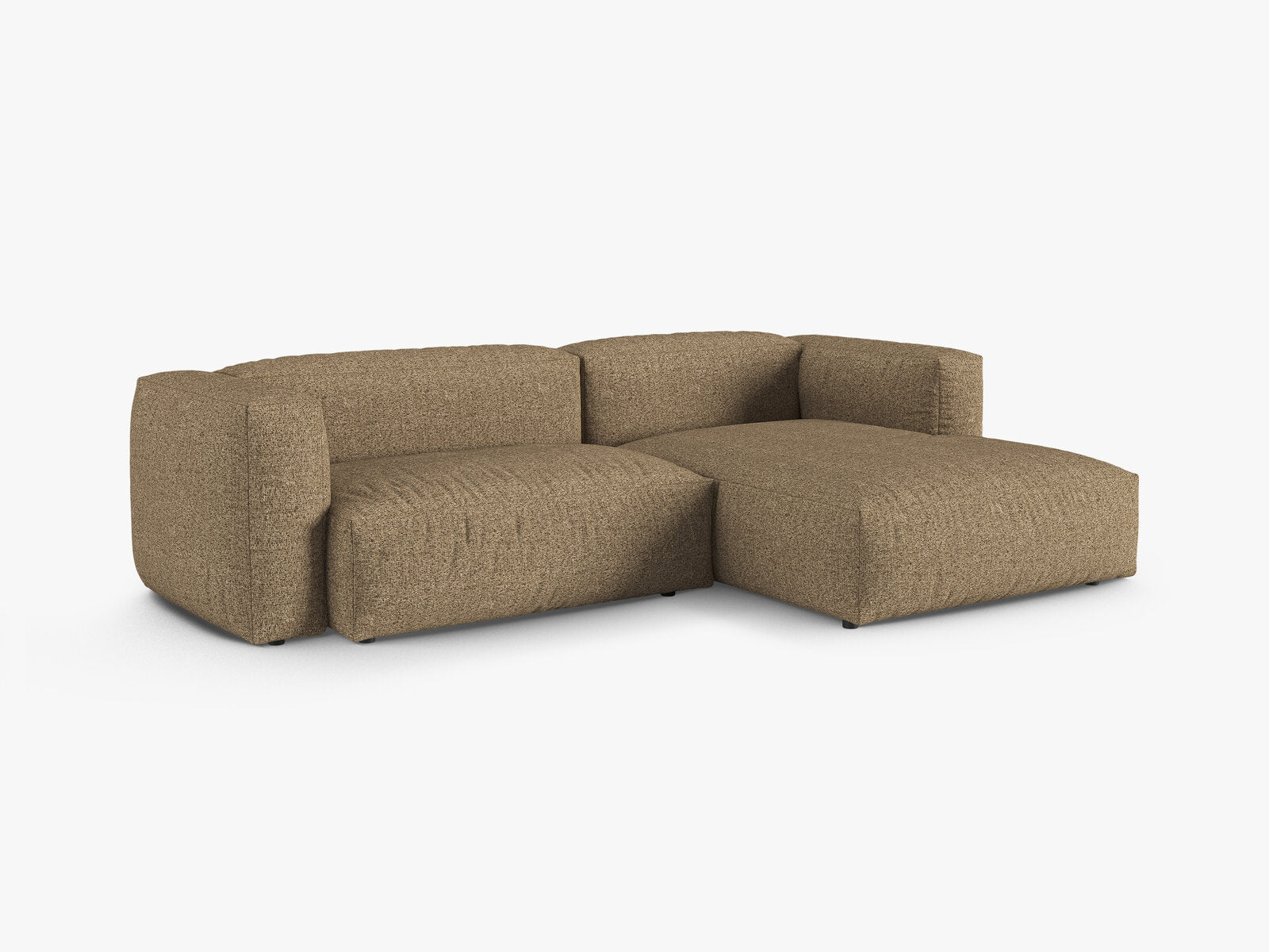 Micadoni Ecksofa Martina 2-Sitzer 90cm Sitztiefe Rechts Boucle Monet Cappuccino