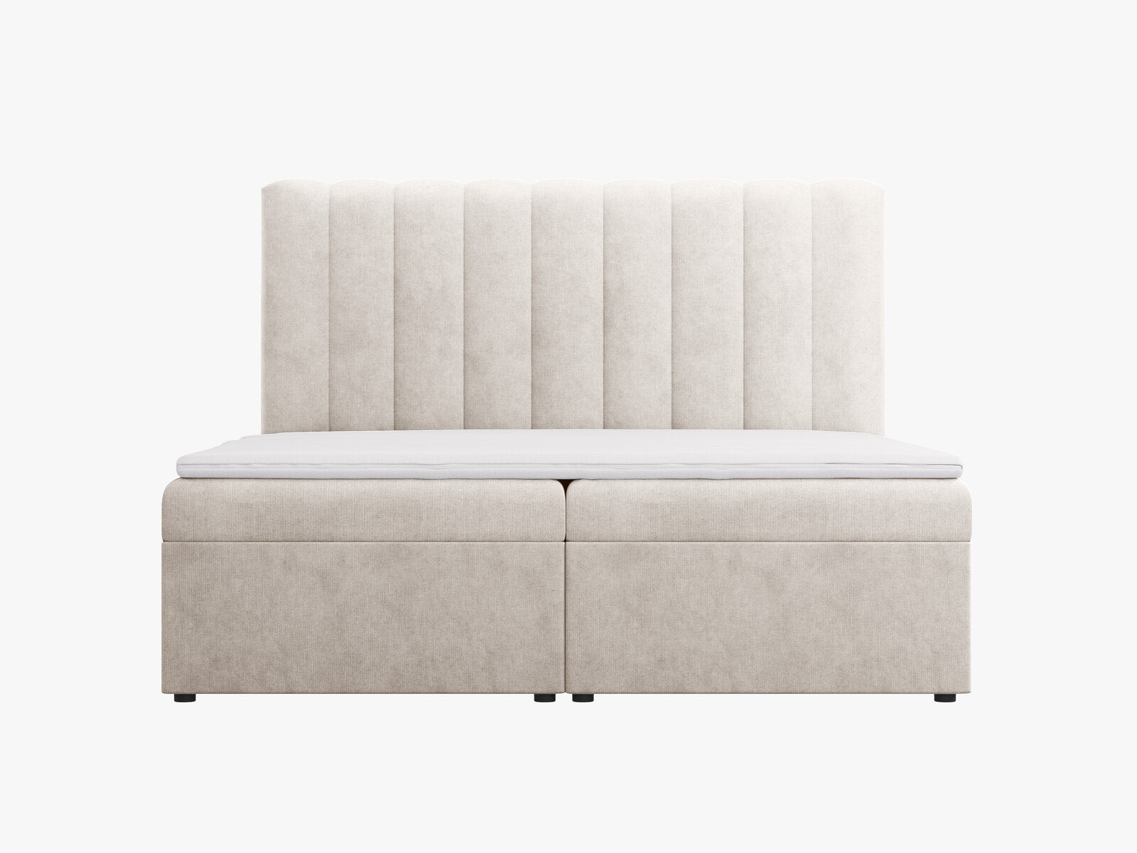 Micadoni Boxspringbett Kelp Strukturierter Stoff Grau Beige Melange 180x200