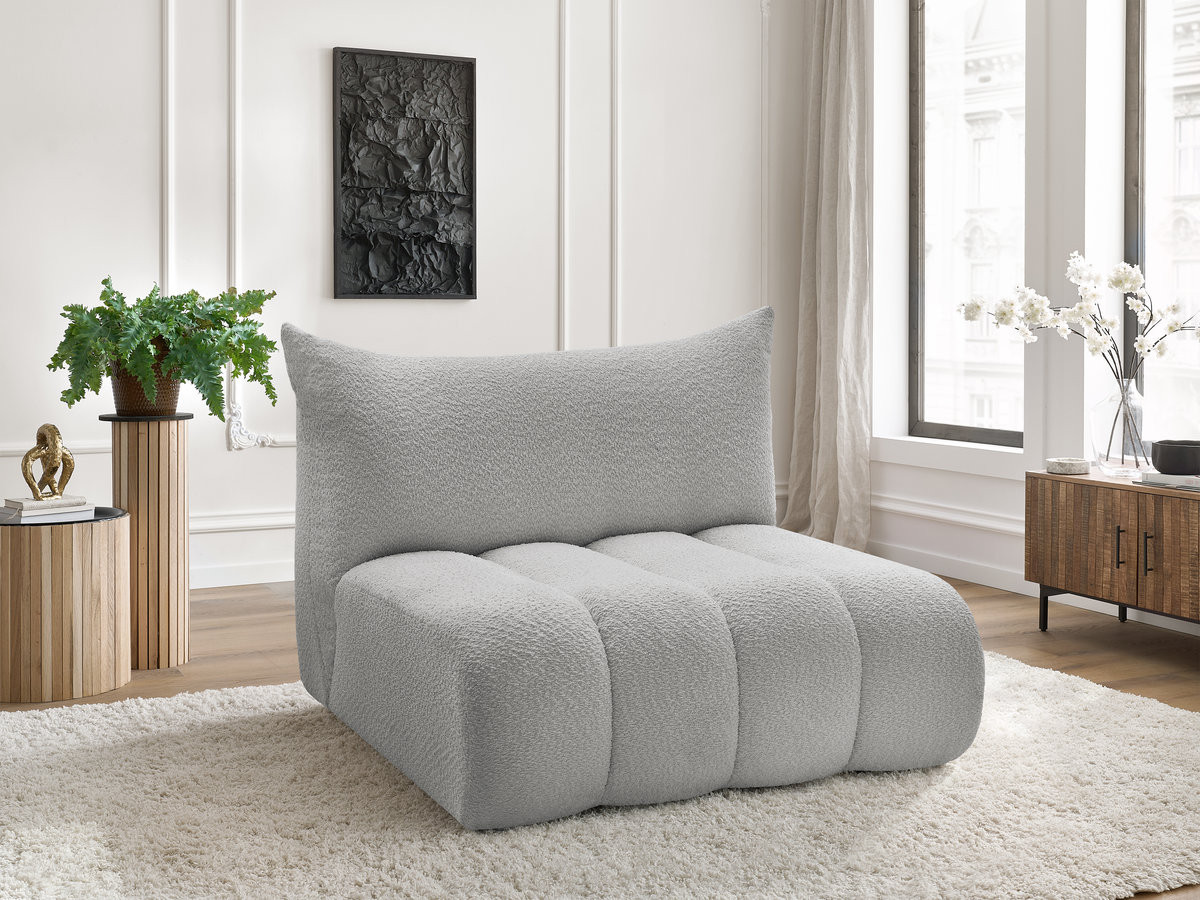 Bobochic Azra Sofamodul 2-Sitzer 120 × 112 cm Bouclé-Stoff Hellgrau