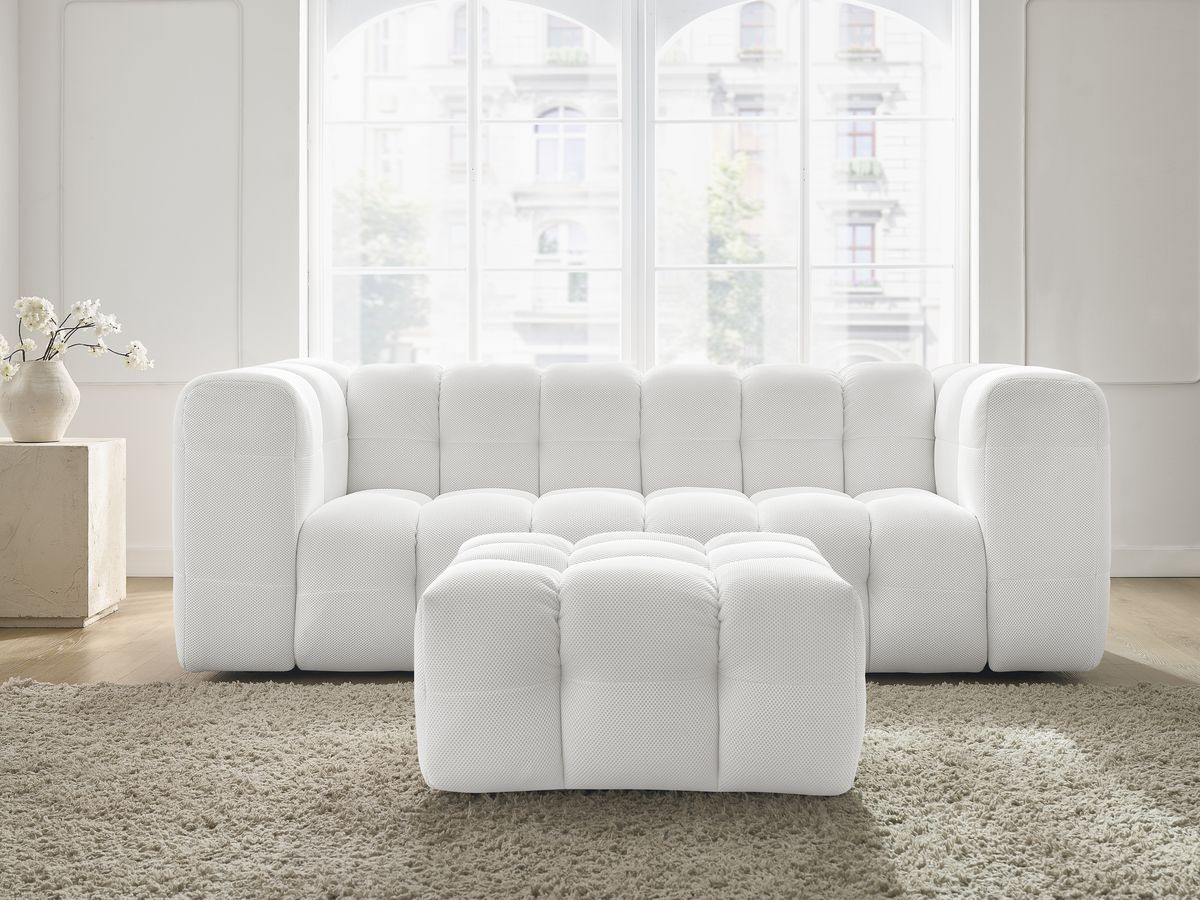 Bobochic Cloud Sofa 4-Sitzer mit Pouf Mesh-Stoff Weiß