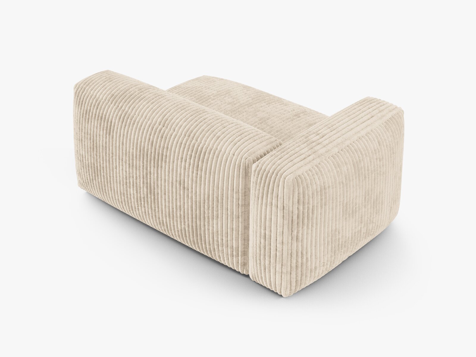 Micadoni Eckmodul mit Armlehne Martina 1-Sitzer Groß 90cm Sitztiefe Links Kord Tilia Helles Beige