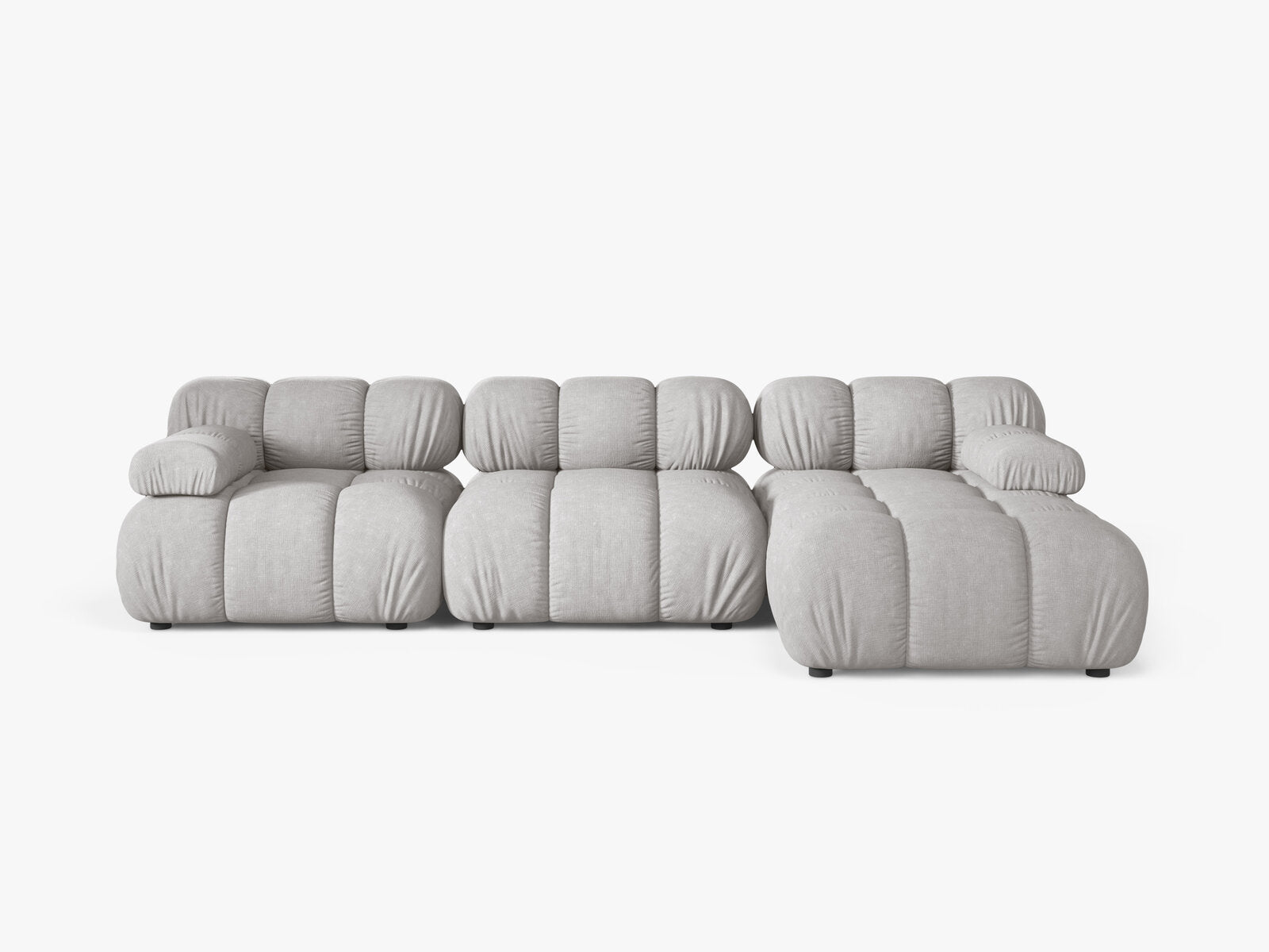 Micadoni Modulares Ecksofa Bellis 4-Sitzer Rechts Strukturierter Stoff Liberty Hellgrau