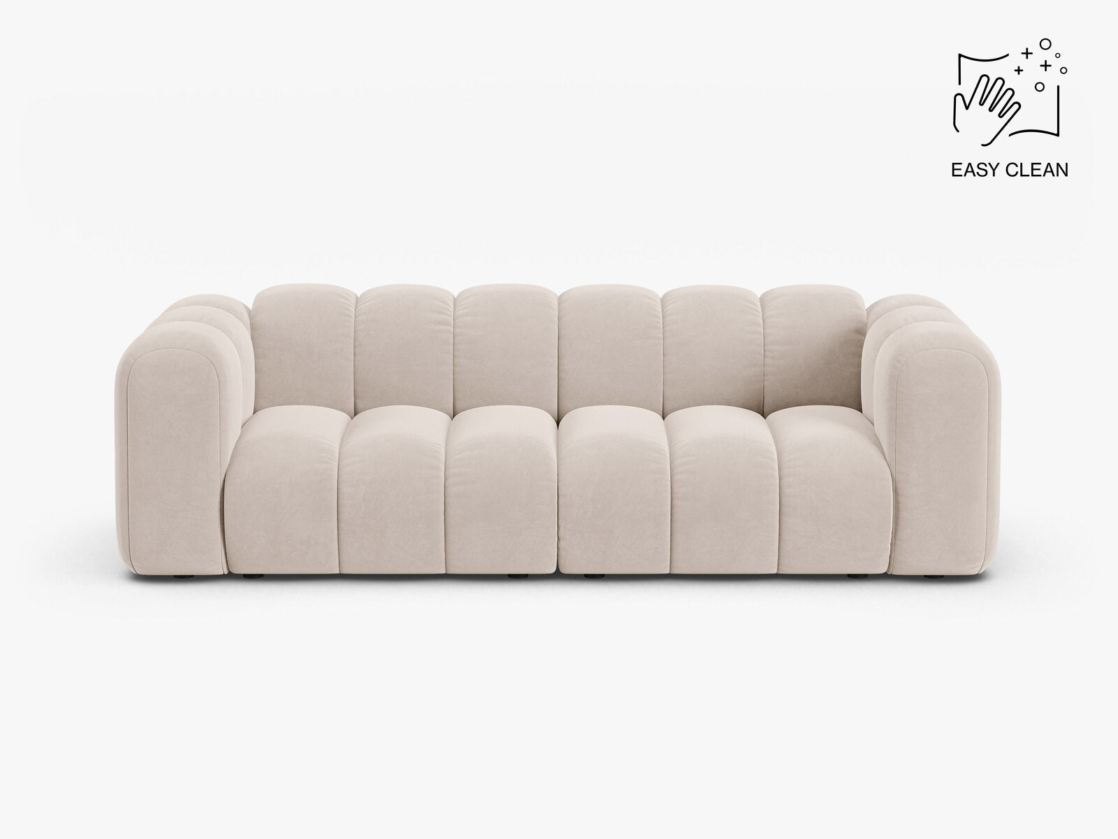 Micadoni Sofa Lupine 3-Sitzer Samt Venus Helles Beige