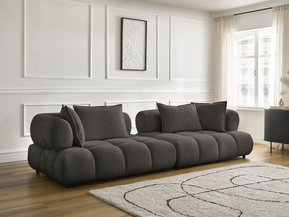 Bobochic Alya Sofa 4-Sitzer Bouclé-Stoff Braun