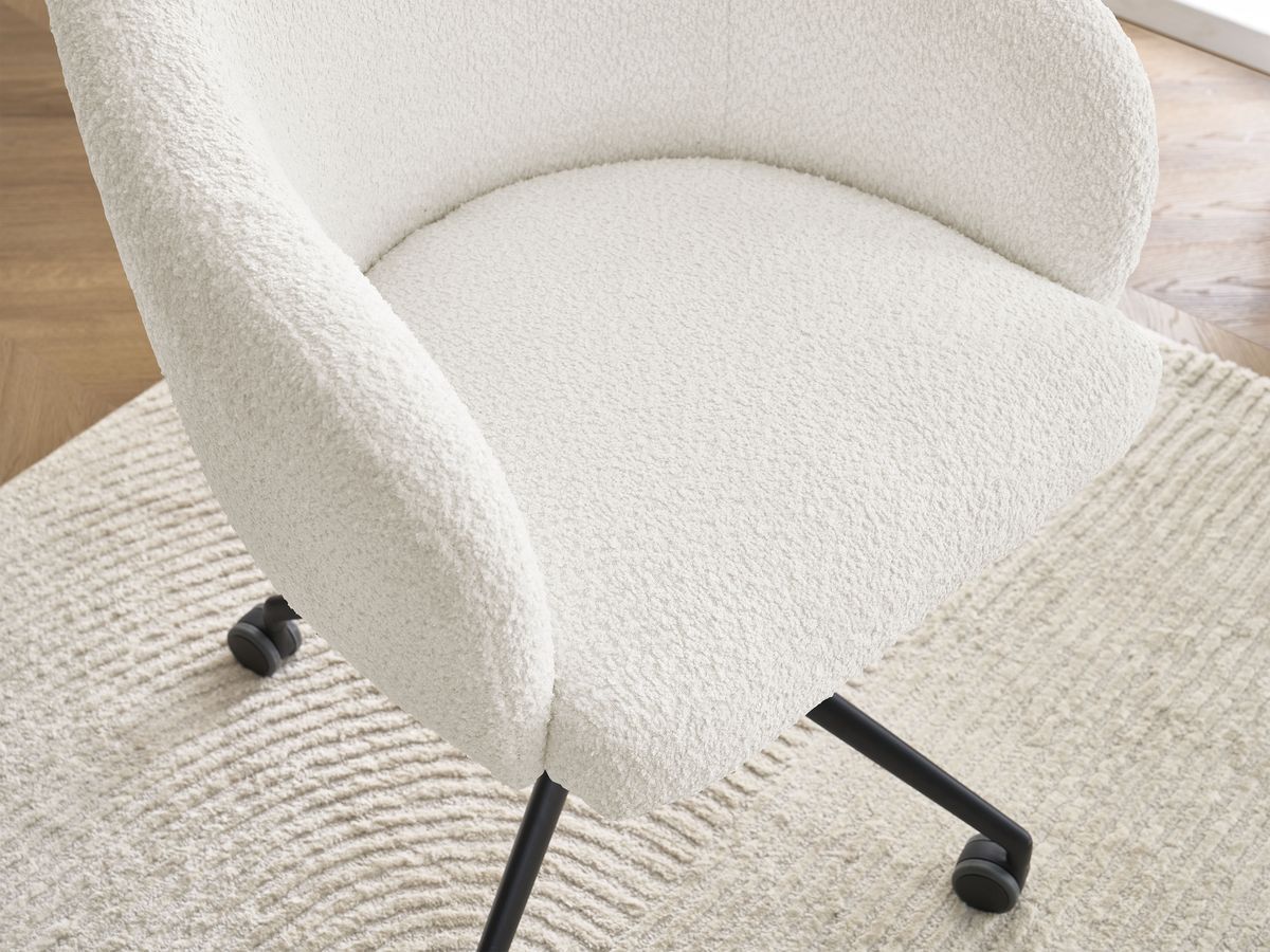 Bobochic Sophie Bürostuhl Bouclé-Stoff Weiß