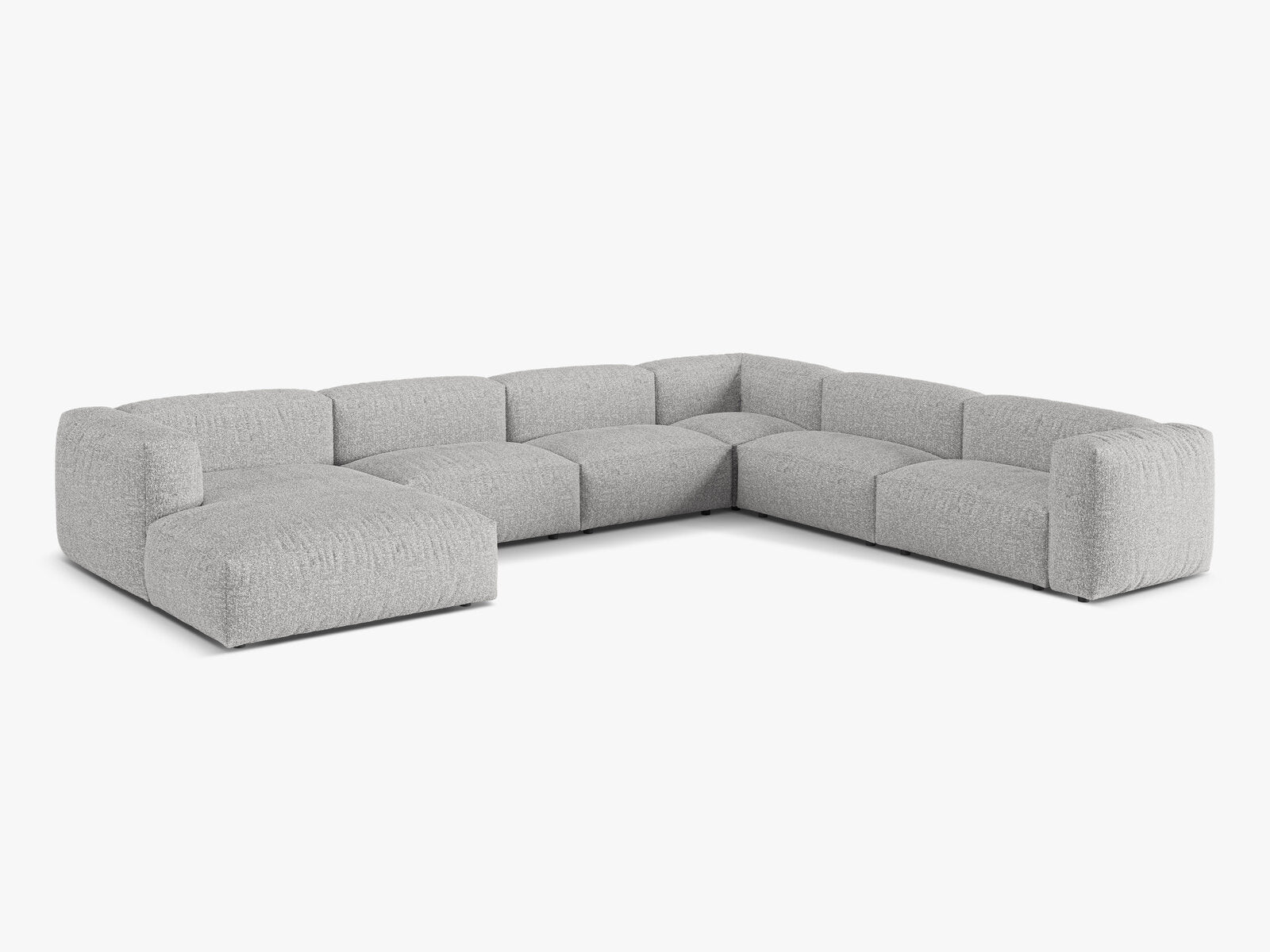 Micadoni modulares Ecksofa XL Martina 6-Sitzer Rechts Boucle Monet Silber