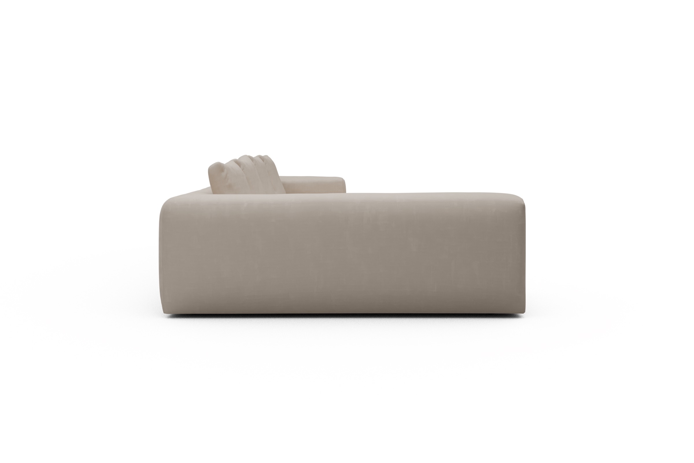 Wohnlandschaft Fred Chaiselongue rechts mit 2-Sitzer und lange Armlehne links Cordufine-Off-White