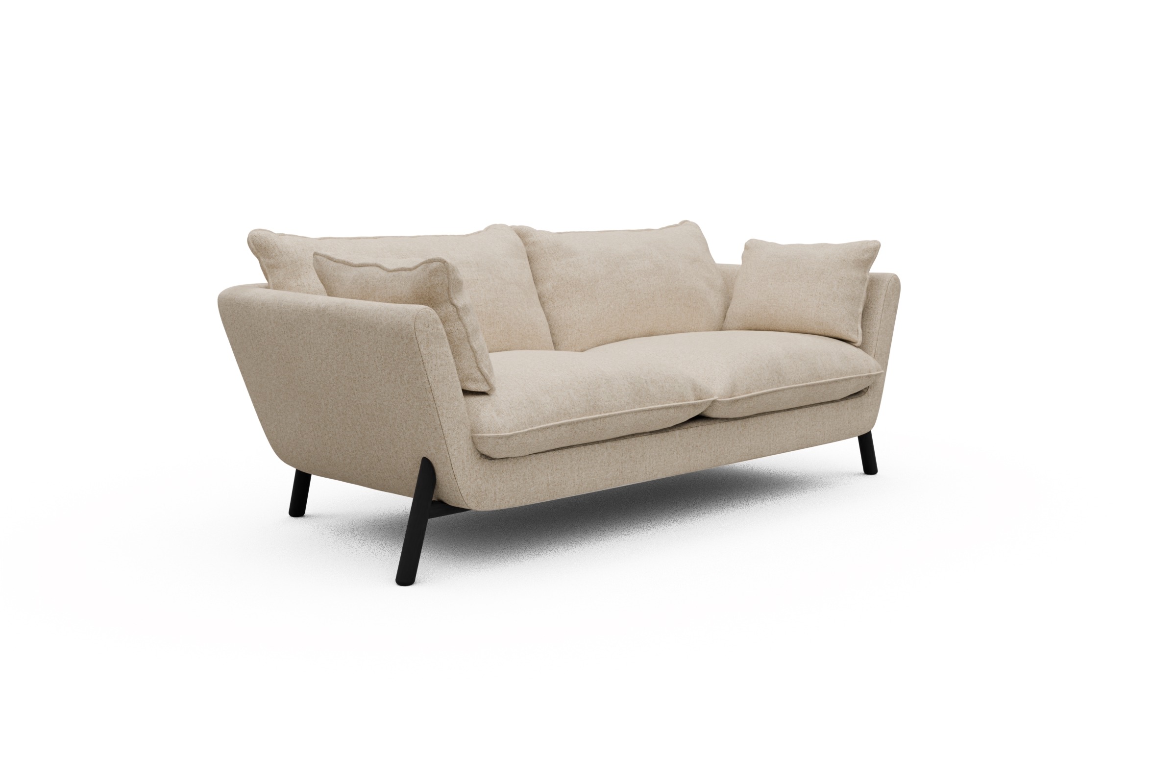 Sofa Emil PREMIUM 2-Sitzer Beinfarbe Eiche Schwarz Casone-Natural-Beige