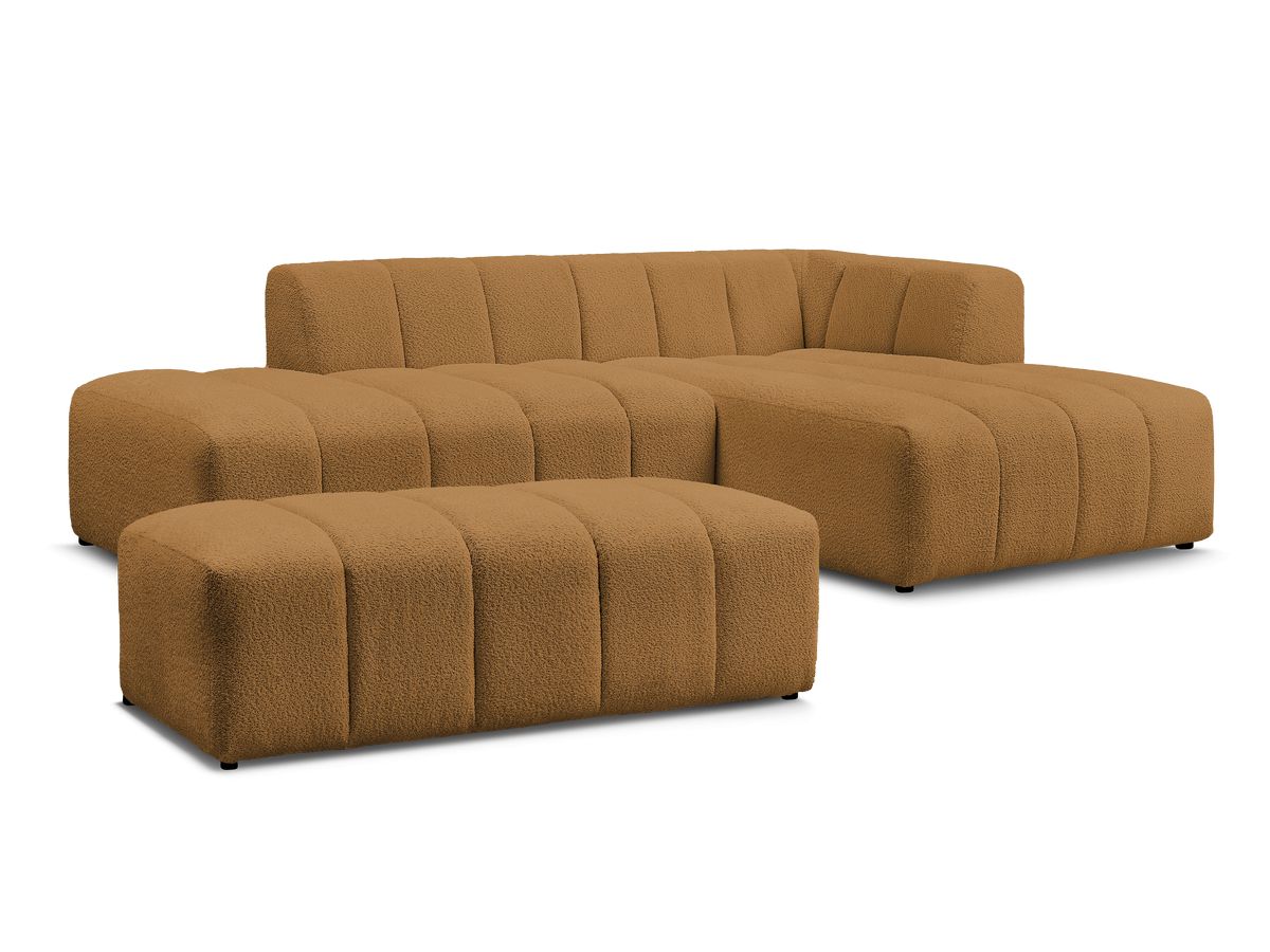 Bobochic Annecy Ecksofa mit Pouf Bouclé-Stoff Gelb Ecke rechts