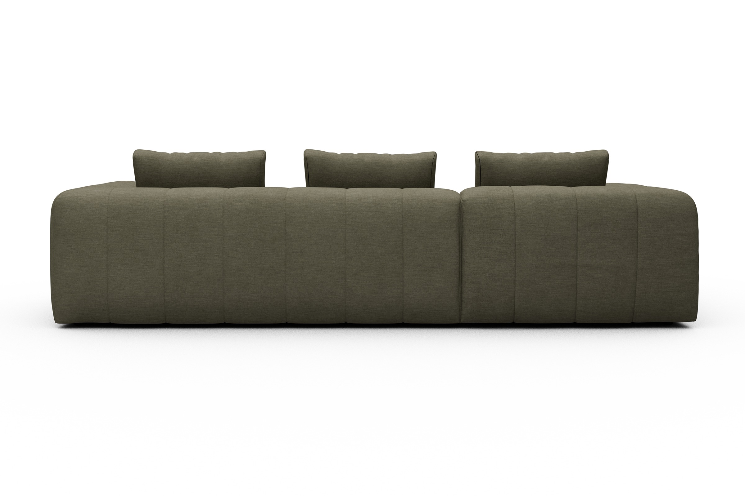 Ecksofa Hugo 2,5-Sitzer Armlehne rechts mit Chaiselongue Vivus-Dusty-Olive
