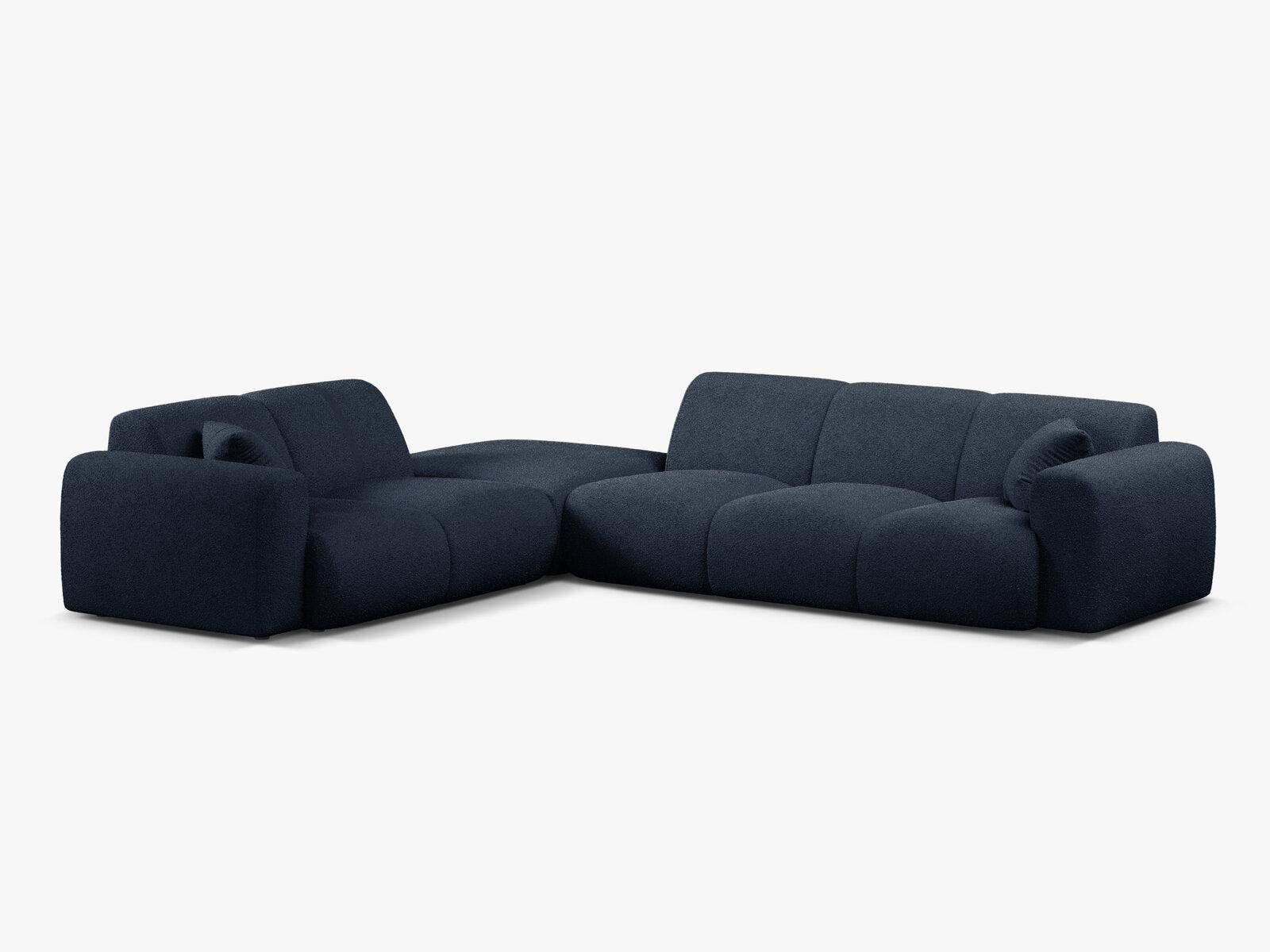 Micadoni Ecksofa Molino 6-Sitzer Links Boucle Baloo Dunkelblau