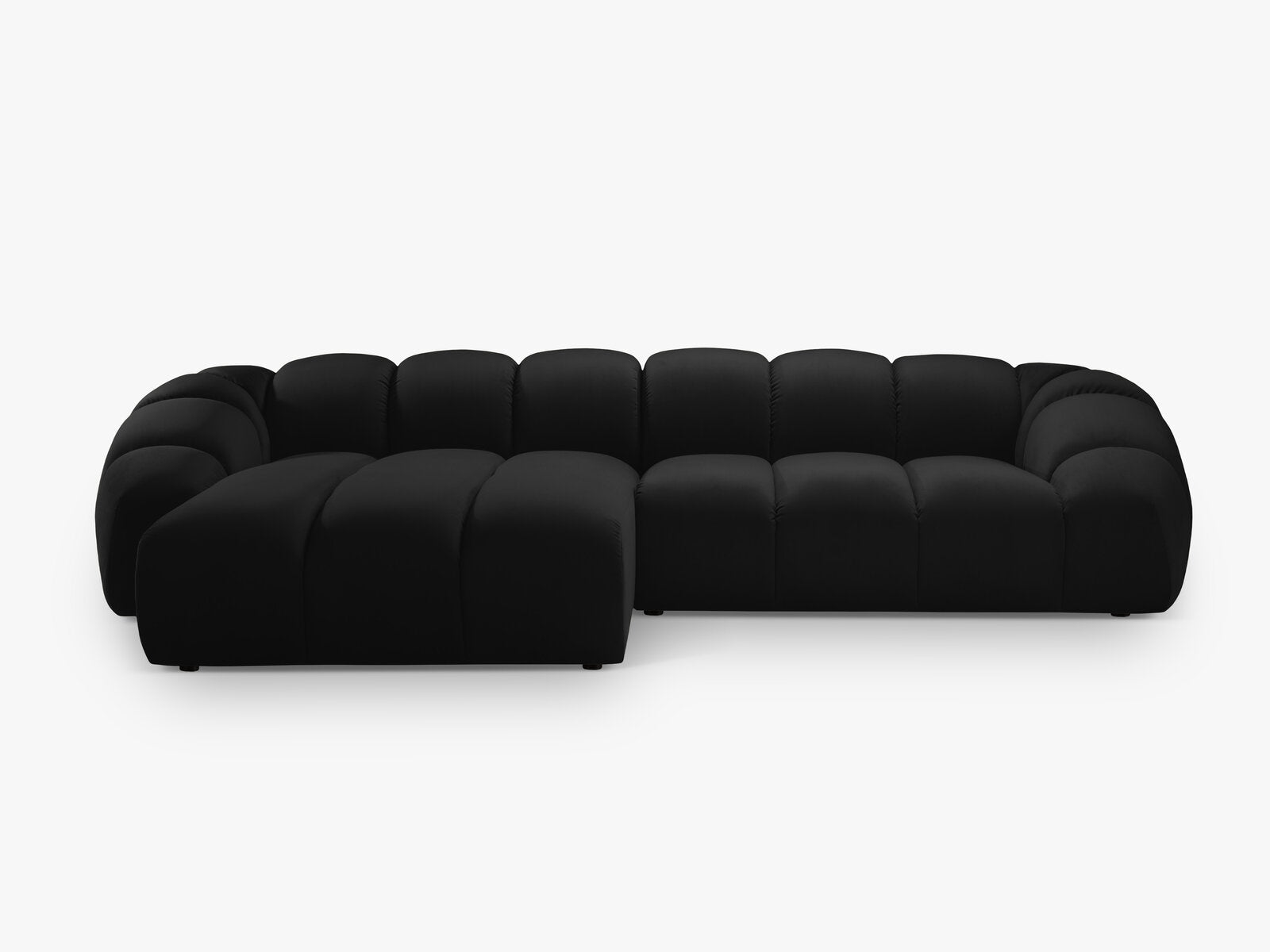 Micadoni Ecksofa Diana 4-Sitzer Links Samt Schwarz