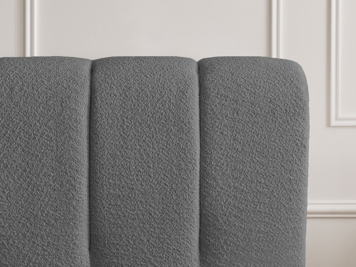 Bobochic Denali Polsterbett mit Bettkasten Bouclé-Stoff Dunkelgrau, Liegefläche 140 × 190 cm