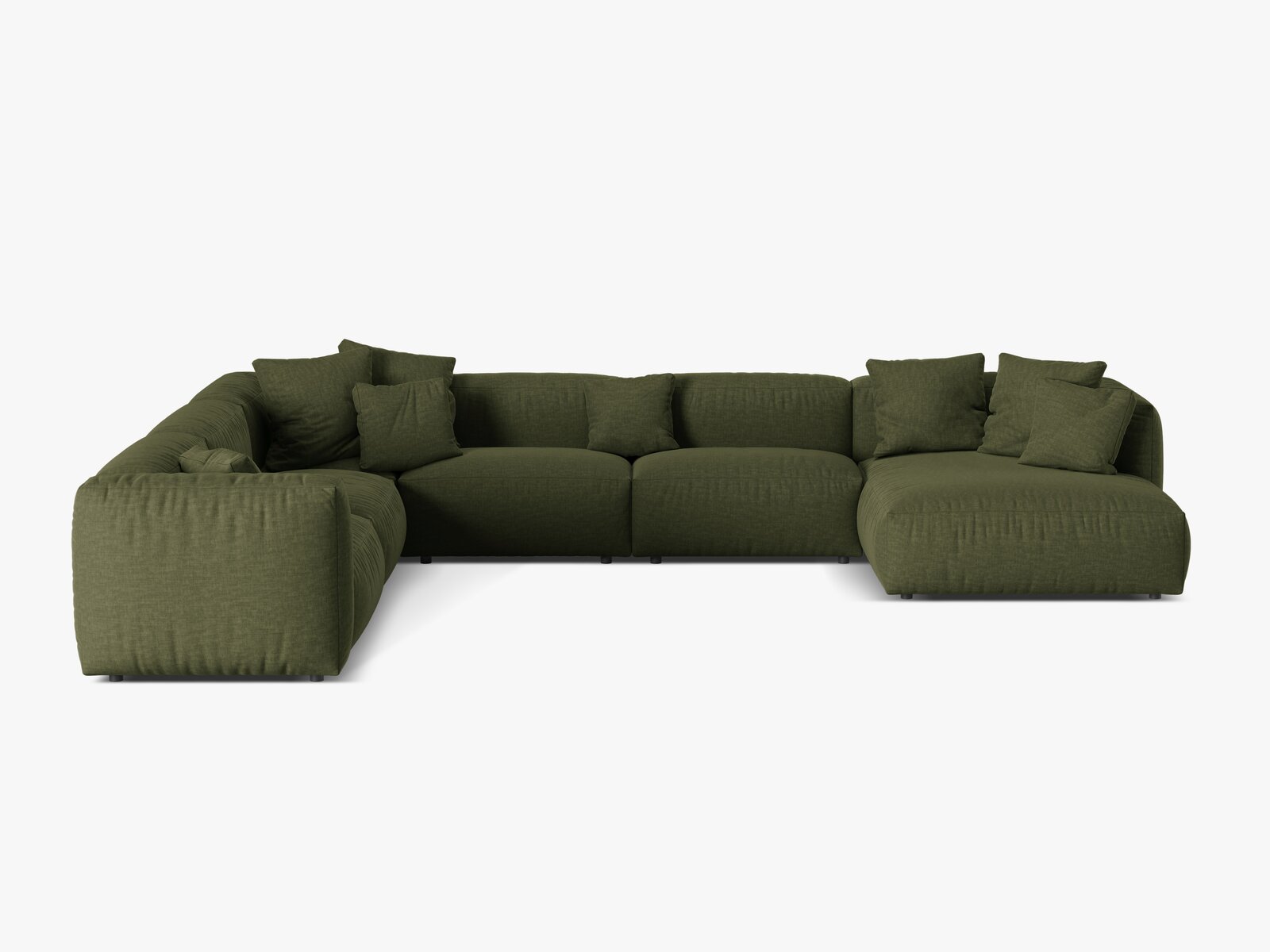 Micadoni modulares Ecksofa XL Martina 6-Sitzer Links Strukturierter Stoff Boston Grün