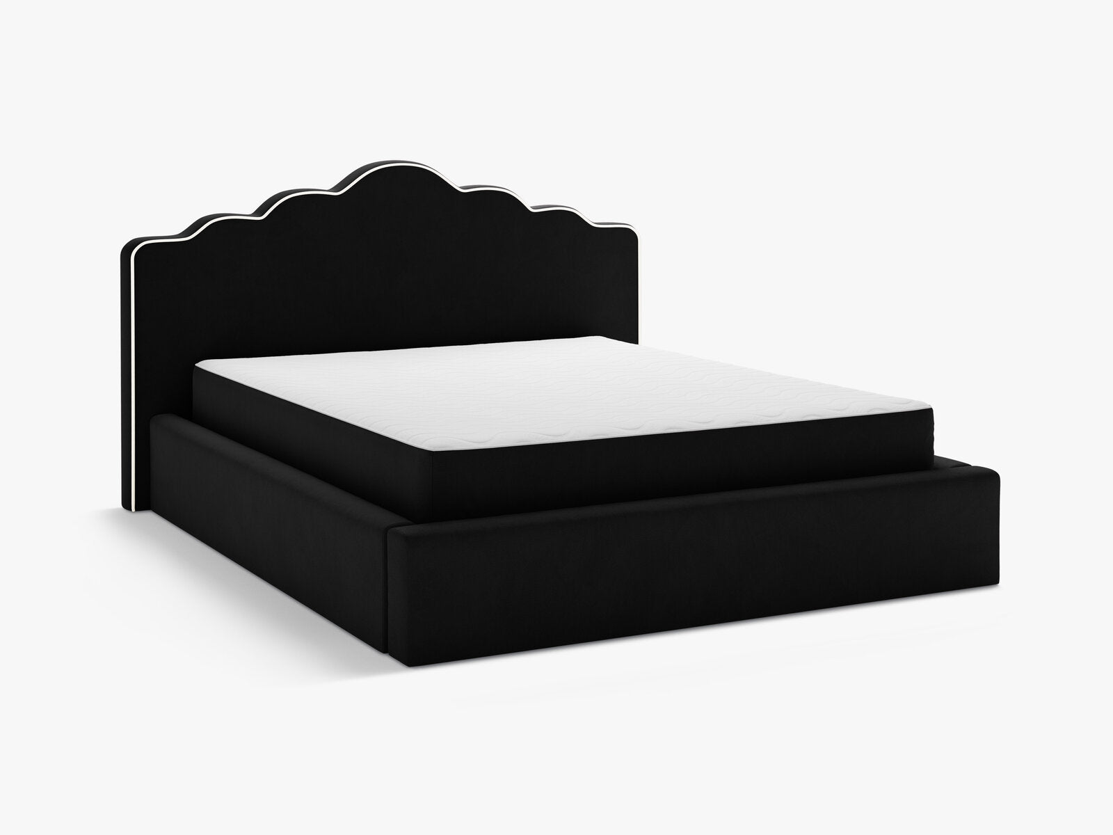 Micadoni Dream Samtbett mit Bettkasten und Kopfteil Samt Magic Velvet Elfenbein / Schwarz 160x200