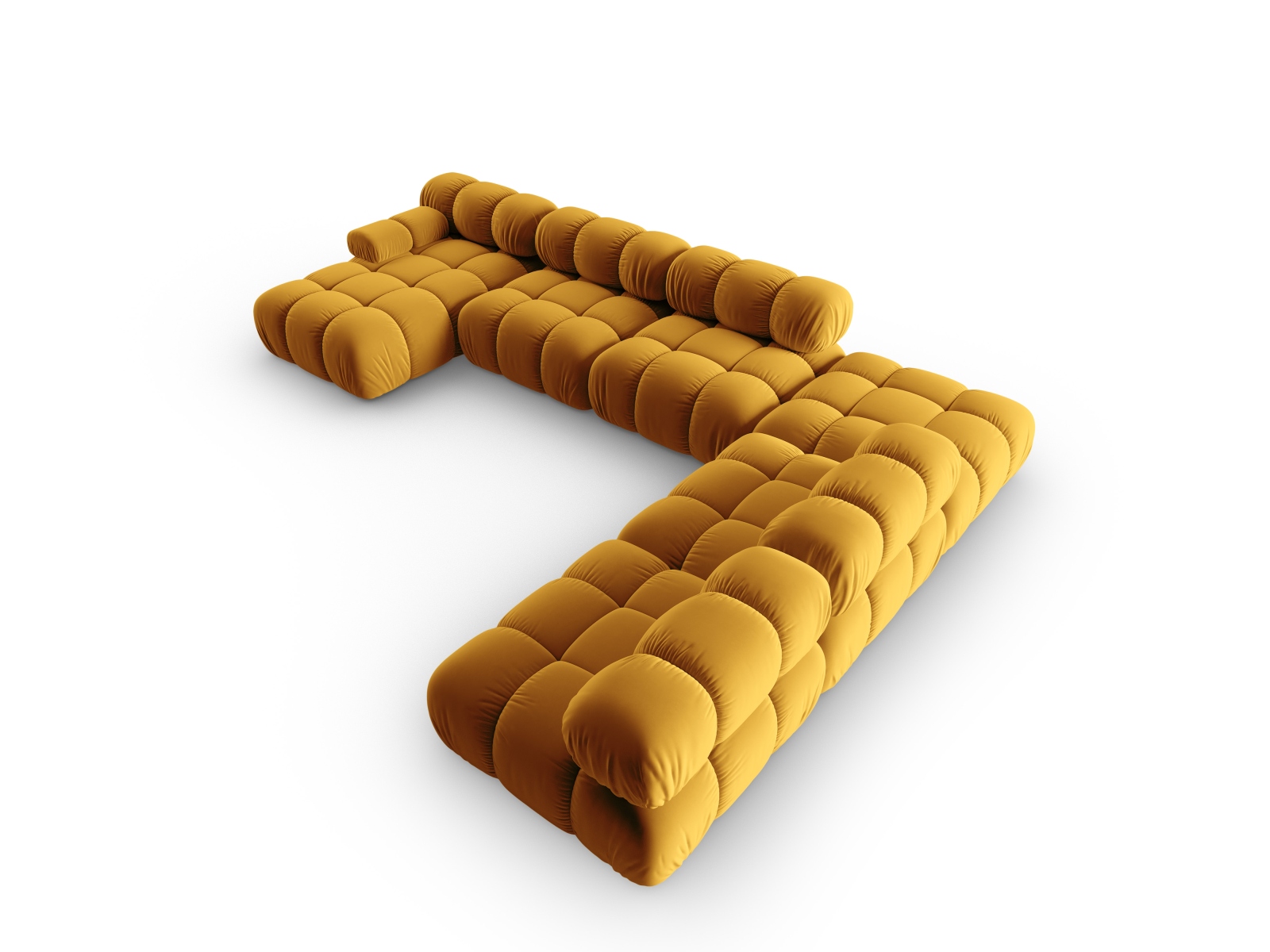 Micadoni Modulares Panorama Ecksofa Bellis 7-Sitzer Rechts Samt Bluvel Gelb