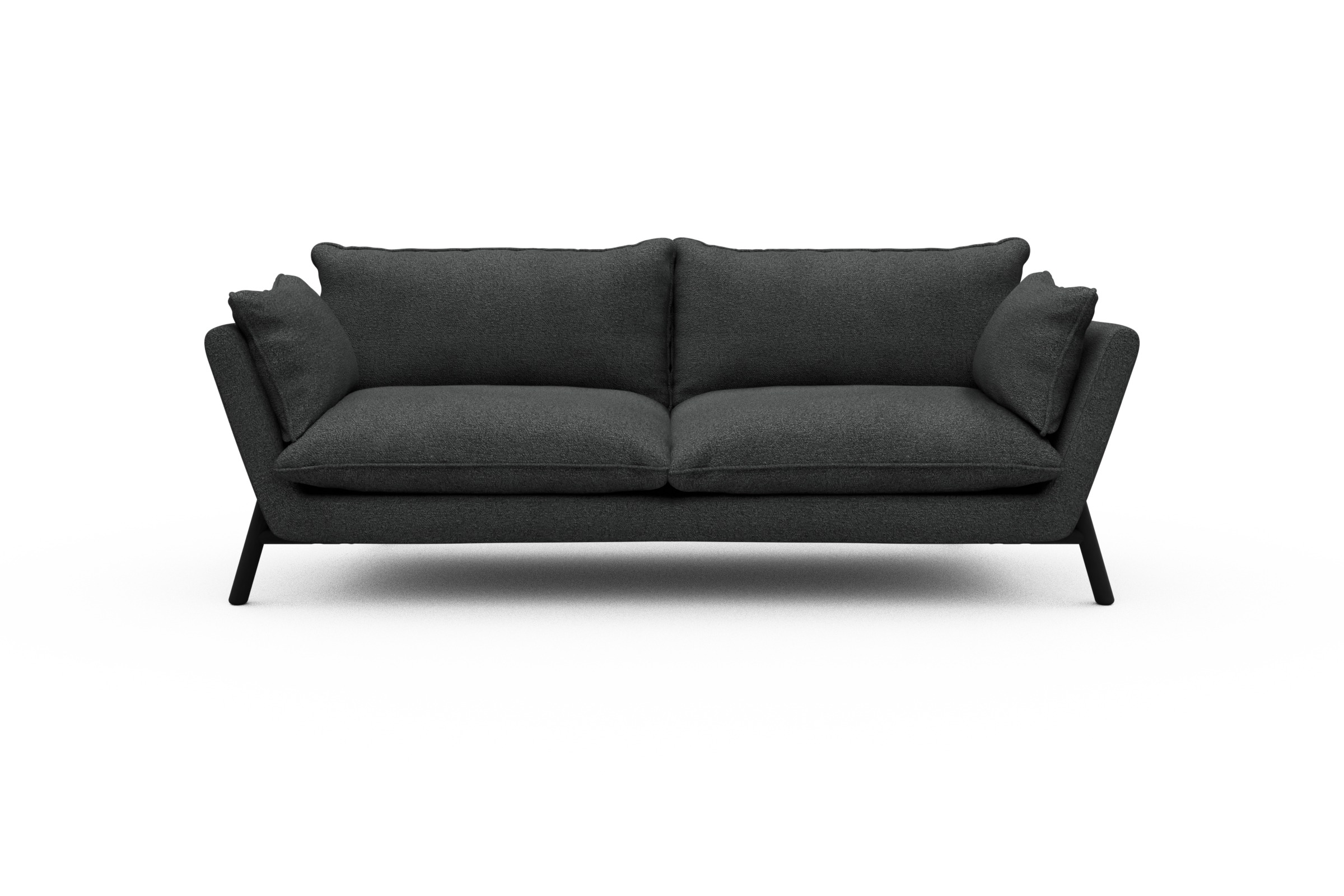 Skandi Home Sofa Emil PREMIUM 3-Sitzer Beinfarbe Eiche Schwarz Boucle-Charcoal moebelfaktor