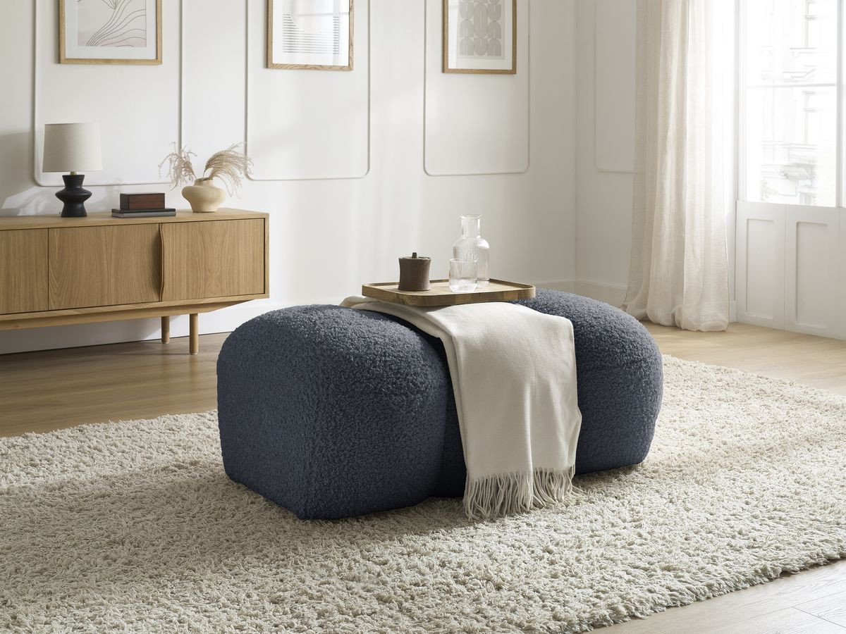 Bobochic Hippolyte Pouf Bouclé-Stoff Dunkelgrau