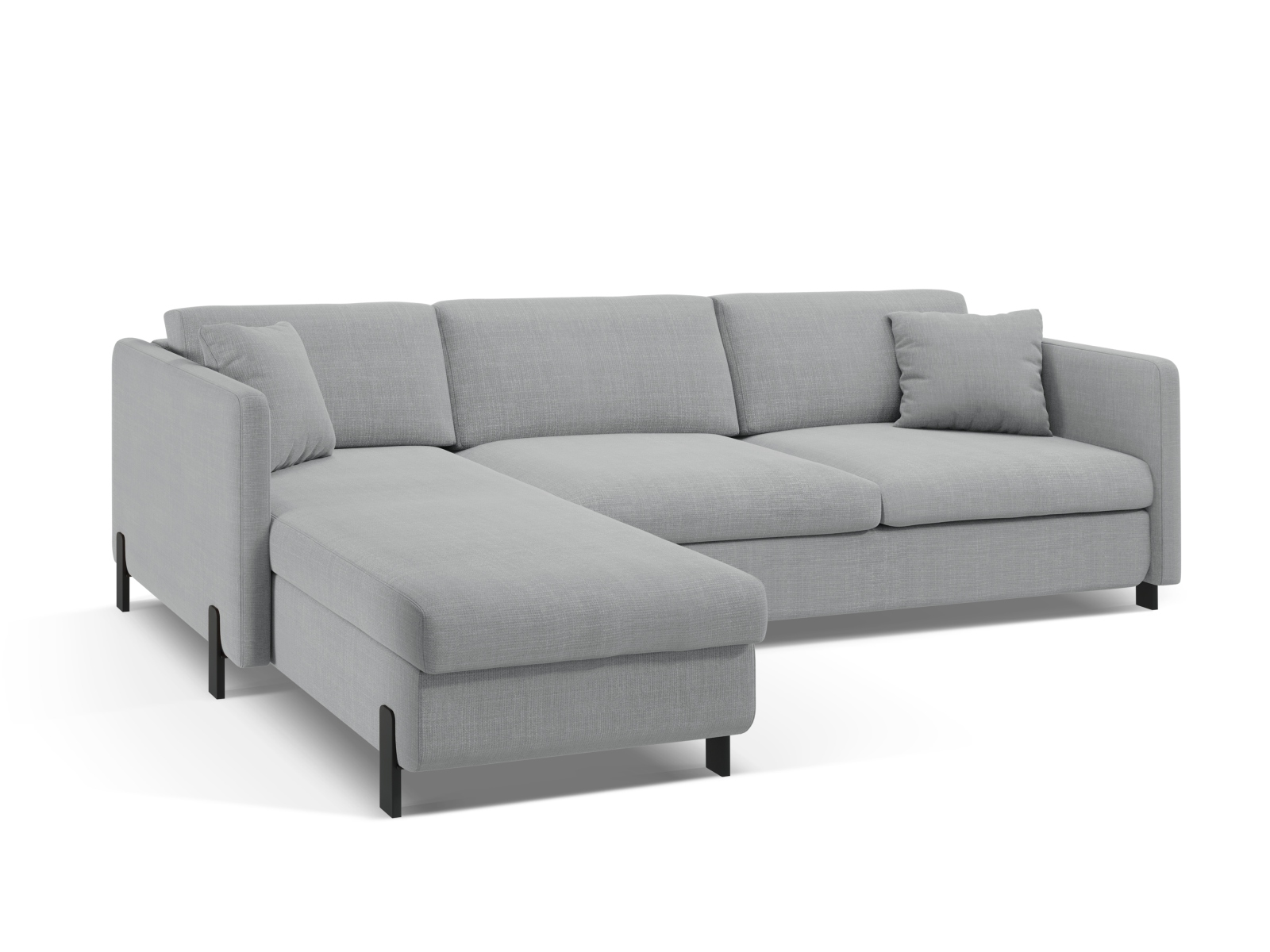 Micadoni Schlaf-Ecksofa Gloria 4-Sitzer Links Strukturierter Stoff Hellgrau 205x140