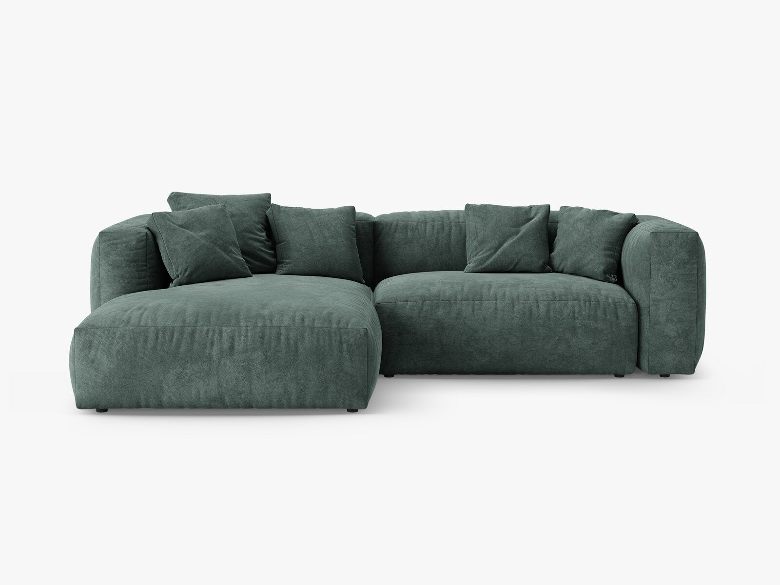 Micadoni Martina Ecksofa 4-Sitzer mit Schlaffunktion Links Samt Vogue Petrol