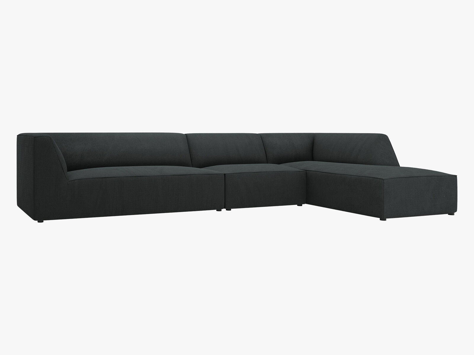 Micadoni Ecksofa Ruby 5-Sitzer Rechts Kord Scala Schwarz