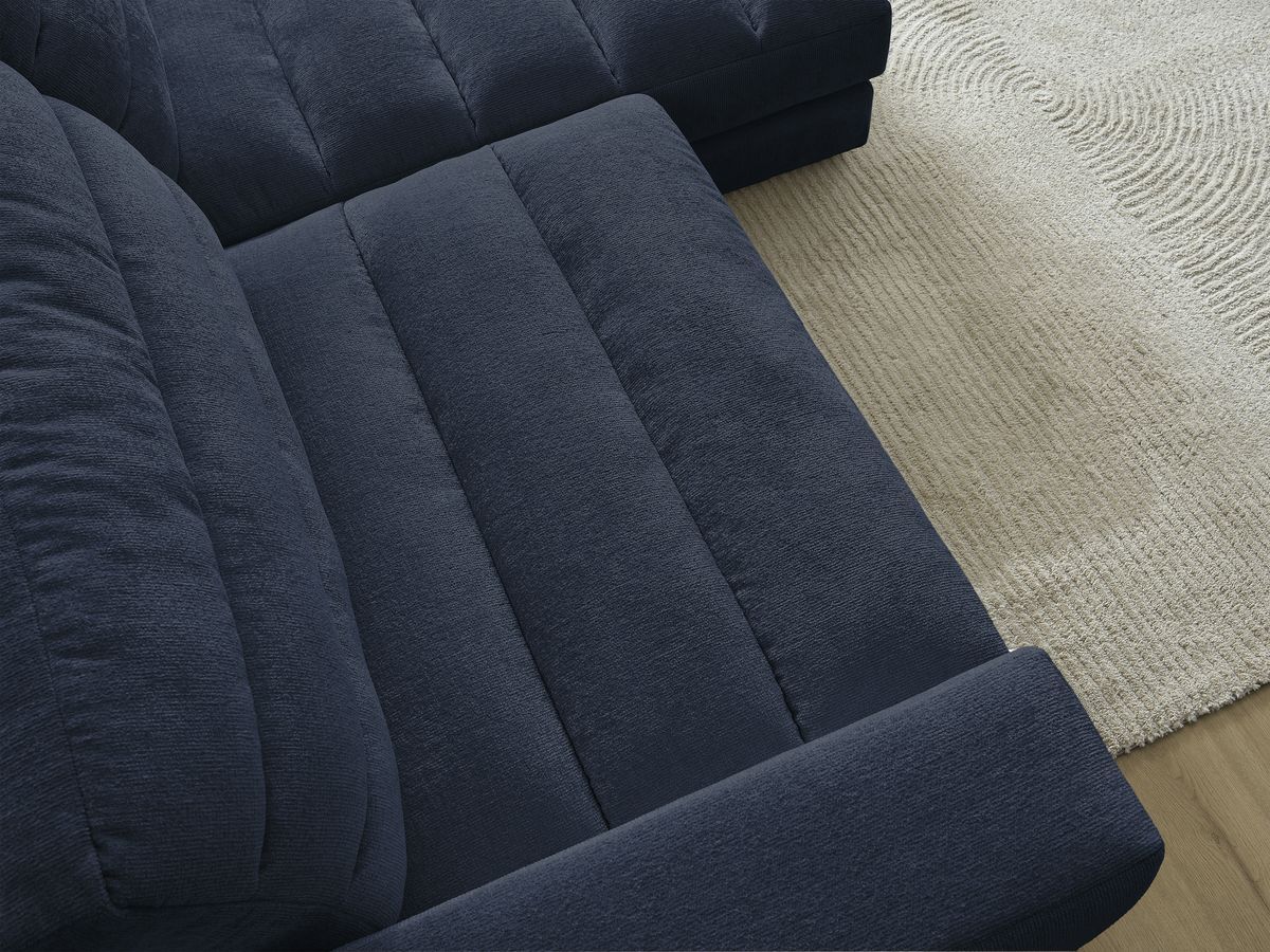 Bobochic Sierra Ecksofa Strukturstoff Dunkelblau Ecke rechts