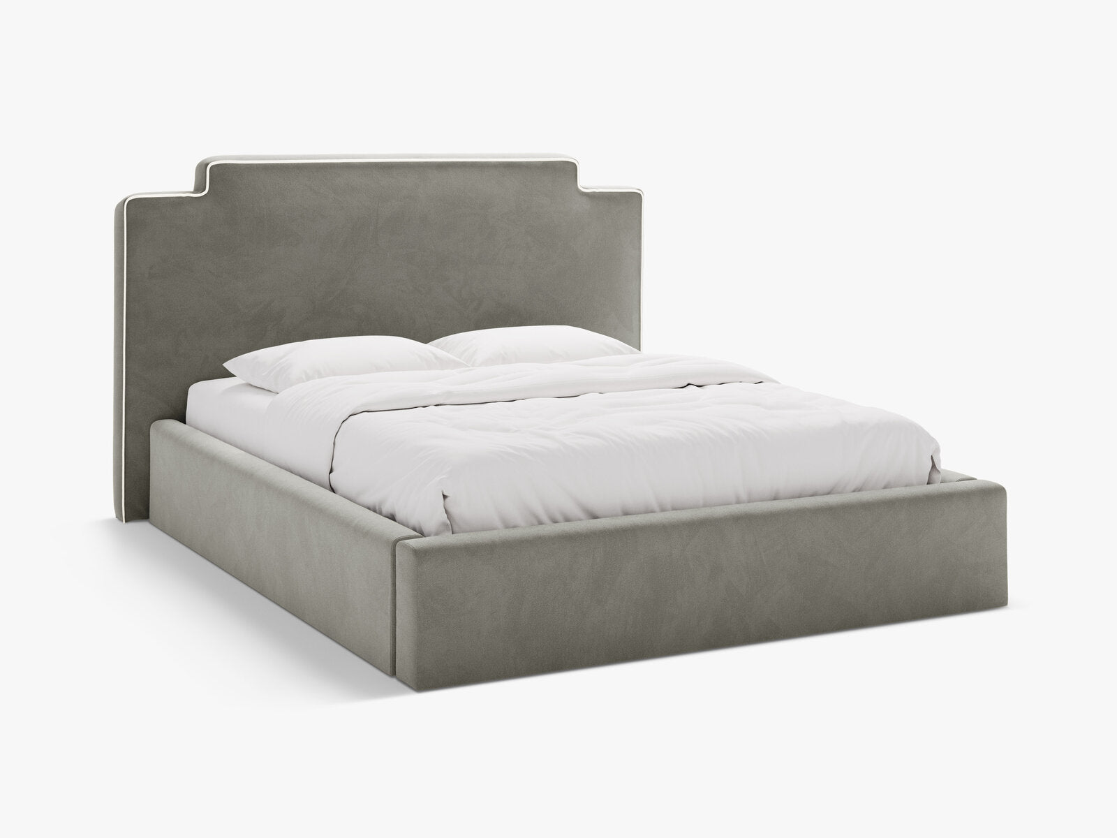Micadoni Princess Samtbett mit Bettkasten und Kopfteil Samt Magic Velvet Elfenbein / Dunkelgrau 140x200