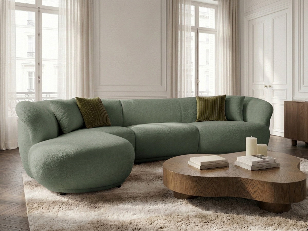 Bobochic Nora Ecksofa Chenille Grün Ecke links