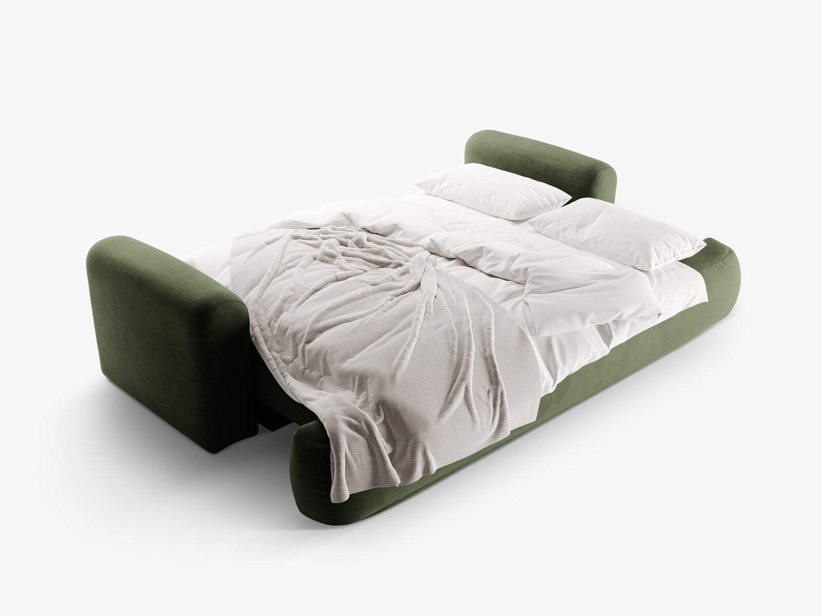 Micadoni Ella Schlafsofa 3-Sitzer mit Bettkasten Samt Vogue Grün