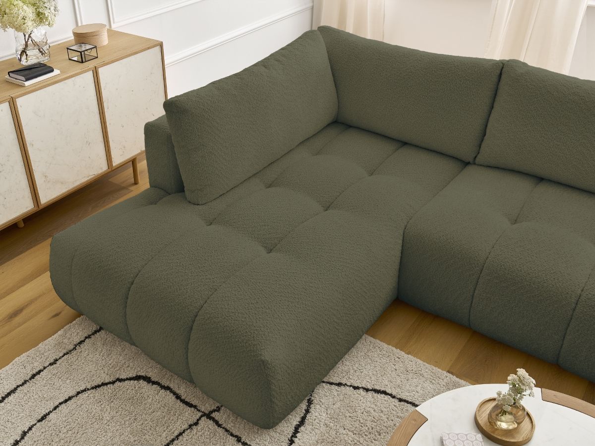Bobochic Fuji Wohnlandschaft Bouclé-Stoff Grün Ecke rechts