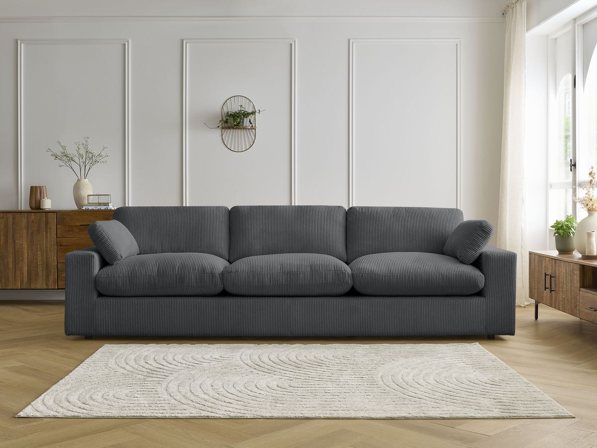 Bobochic Belair Sofa 4-Sitzer Cordsamt Dunkelgrau