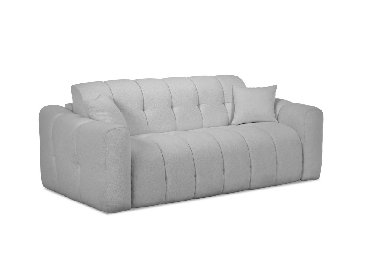 Bobochic Bradley Schlafsofa 3-Sitzer Bouclé-Stoff Hellgrau