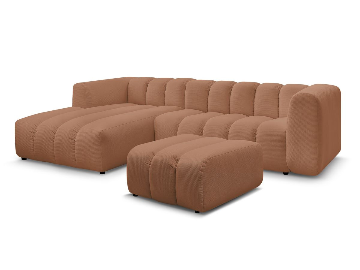 Bobochic Talia Ecksofa mit Pouf Melange-Stoff Orange Ecke links