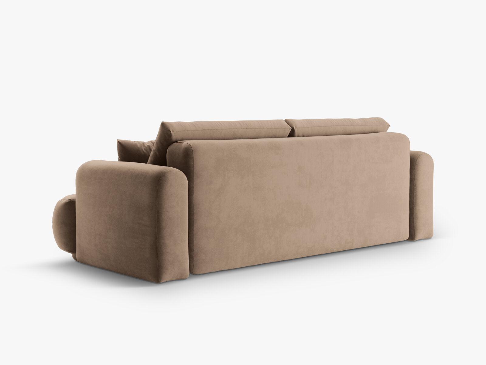 Micadoni Ella Schlafsofa 3-Sitzer mit Bettkasten Samt Vogue Dunkelbeige