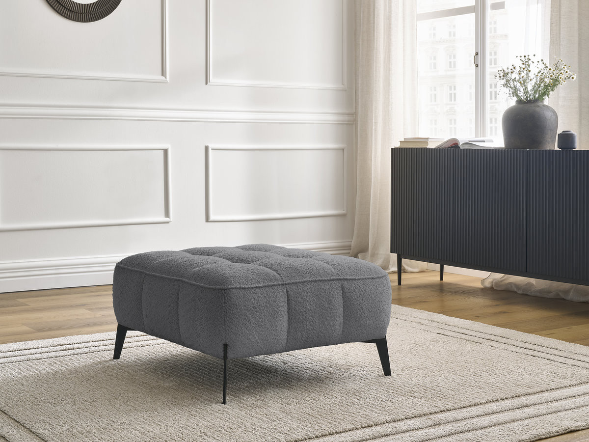 Bobochic Anis Pouf Bouclé-Stoff Dunkelgrau