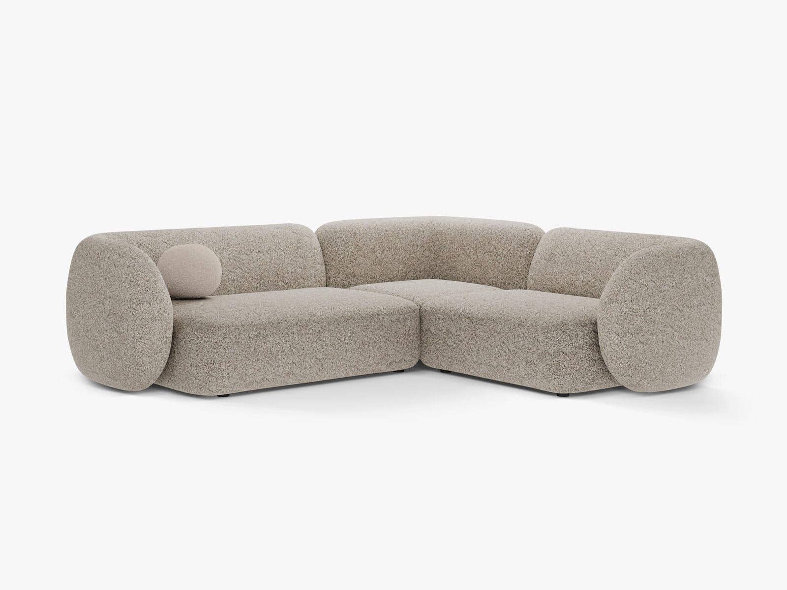 Micadoni Ecksofa Kate 4-Sitzer Rechts Strukturierter Stoff Puente Beige Melange